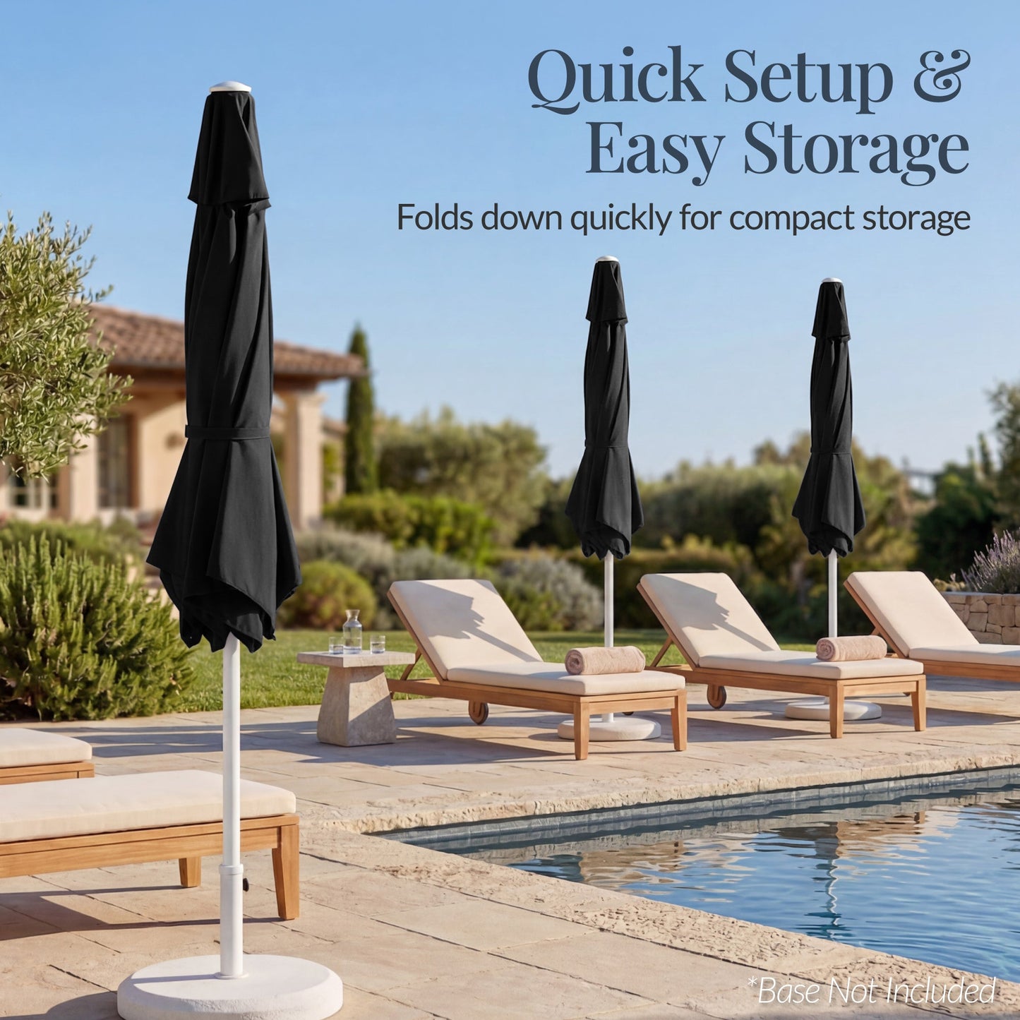 7.5ft Patio Market Umbrella with White Pole, Push Button Tilt and Crank Lift