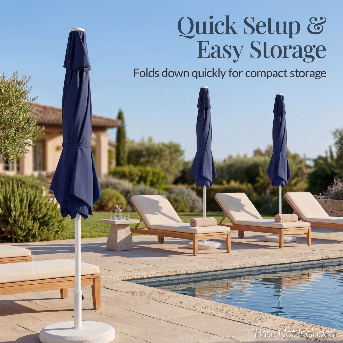 7.5ft Patio Market Umbrella with White Pole, Push Button Tilt and Crank Lift