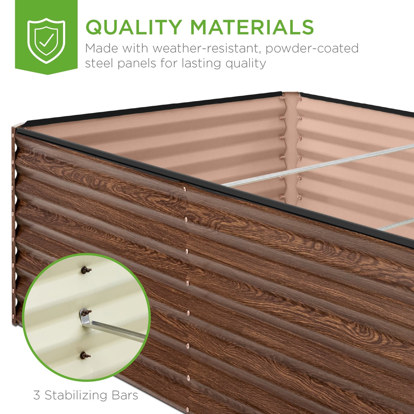 Outdoor Metal Raised Garden Bed for Vegetables, Flowers, Herbs - 8x4x2ft