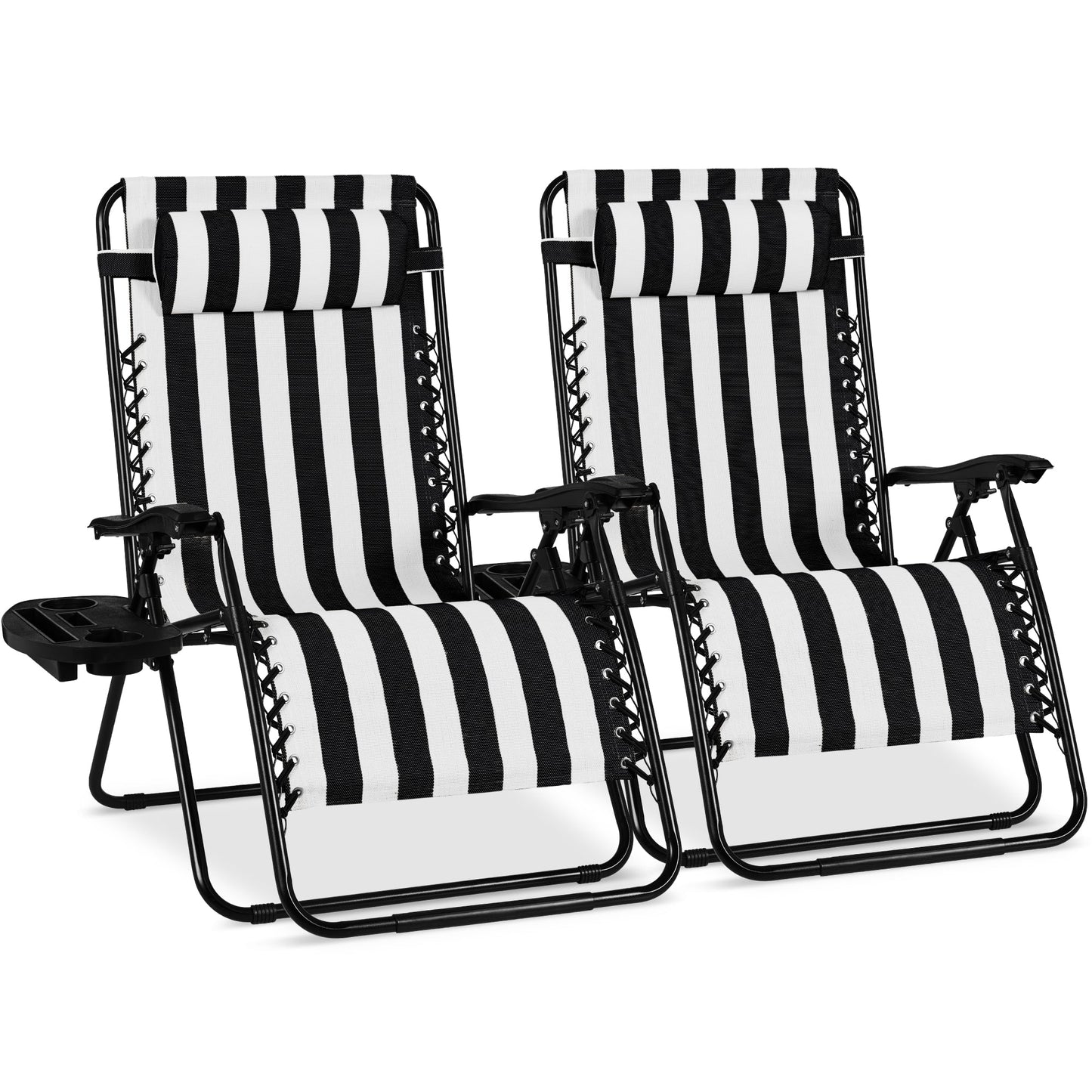 Set of 2 Extra Wide Adjustable Zero Gravity Patio Chair Recliners