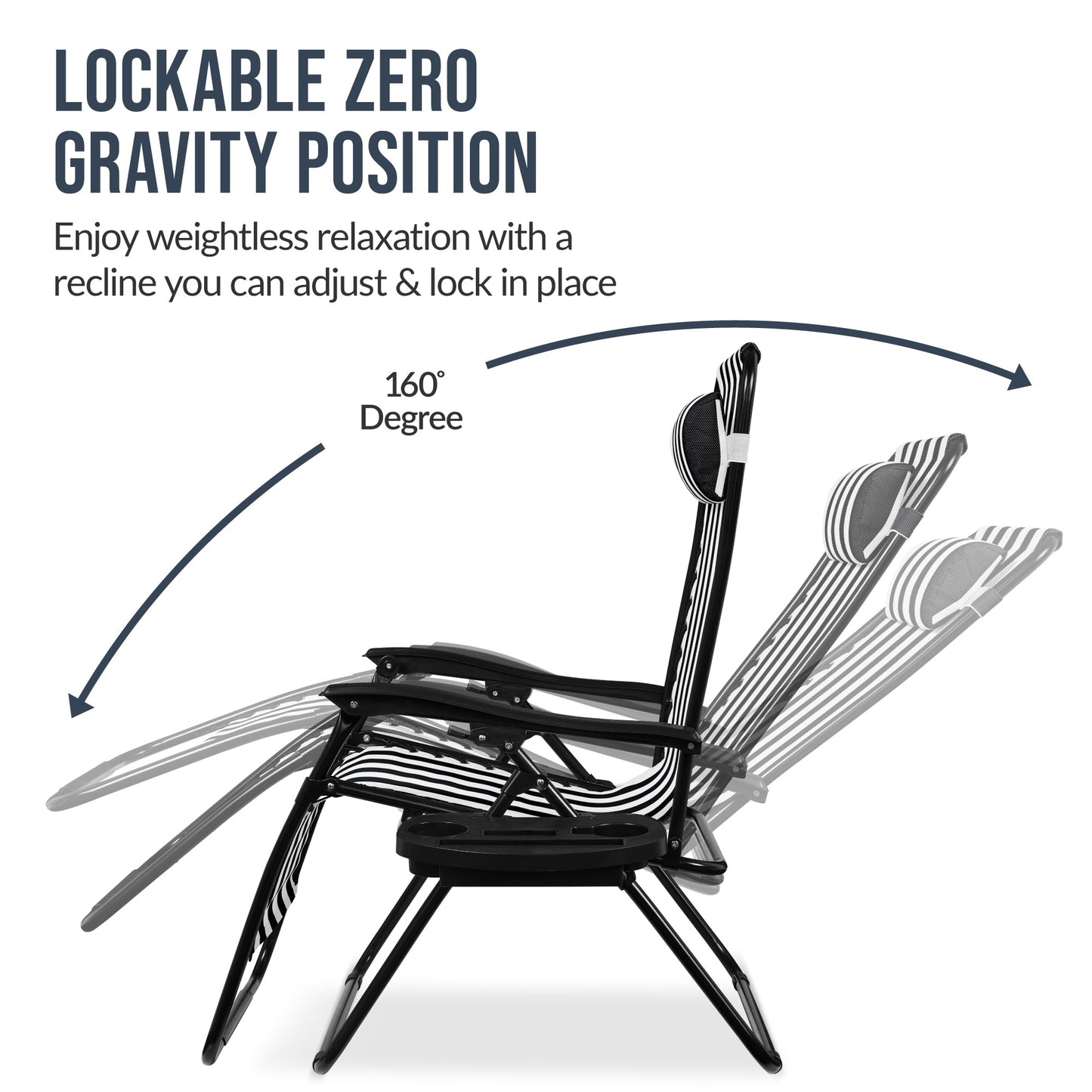 Set of 2 Extra Wide Adjustable Zero Gravity Patio Chair Recliners