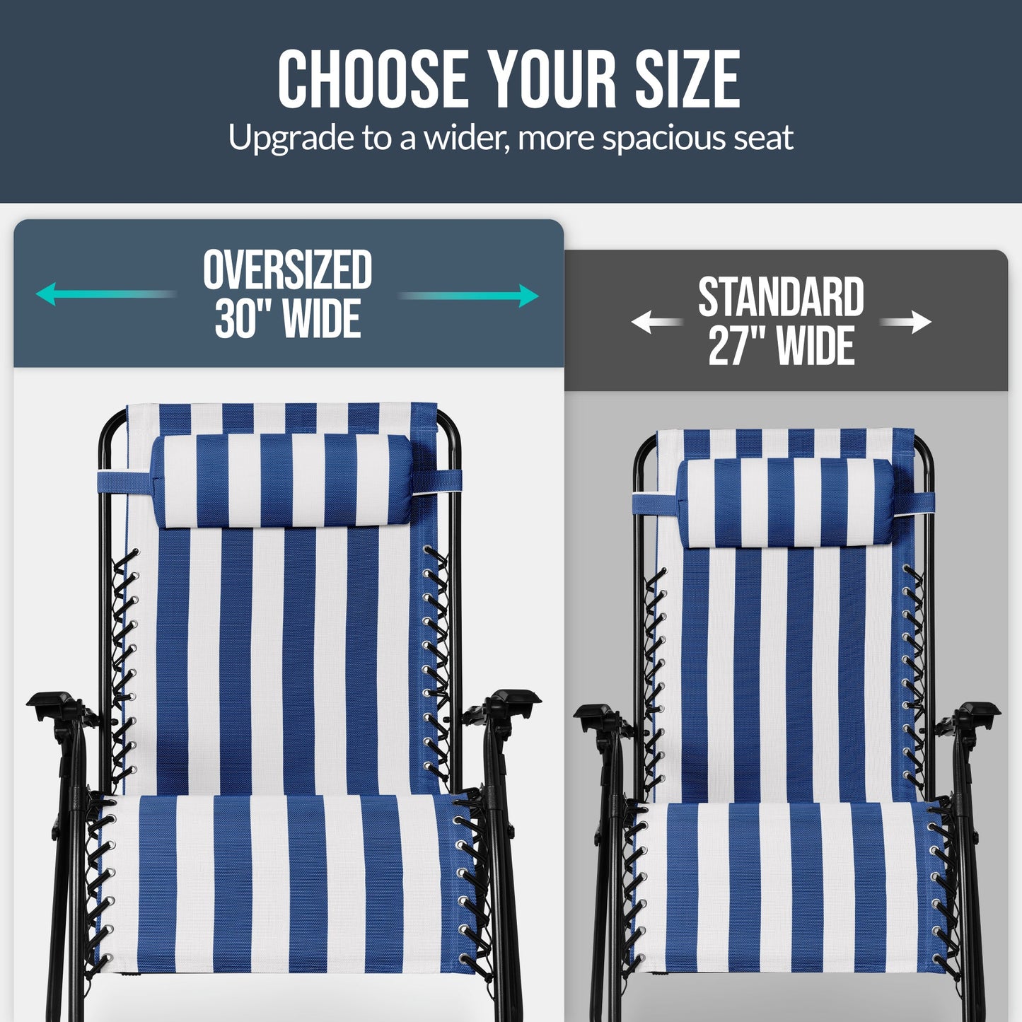 Set of 2 Extra Wide Adjustable Zero Gravity Patio Chair Recliners