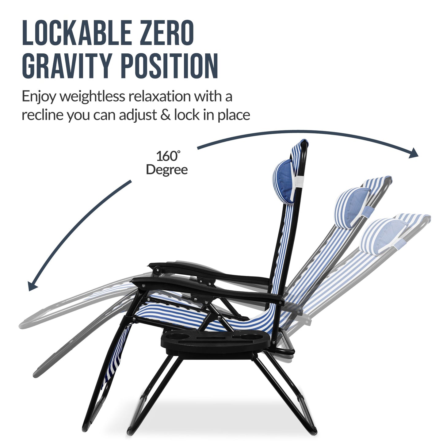 Set of 2 Extra Wide Adjustable Zero Gravity Patio Chair Recliners