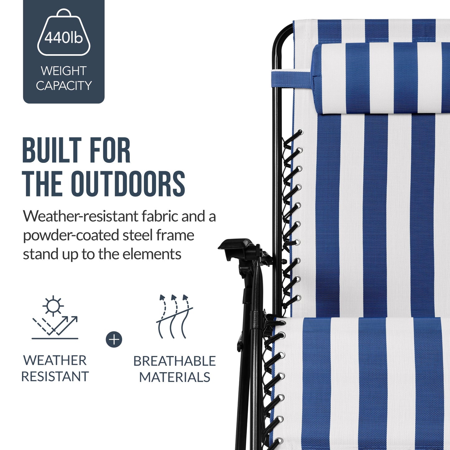 Set of 2 Extra Wide Adjustable Zero Gravity Patio Chair Recliners