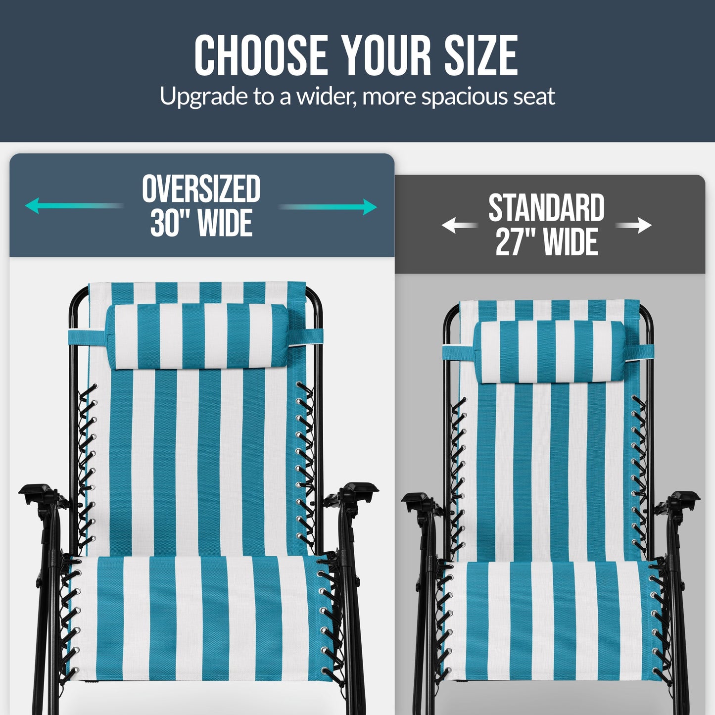 Set of 2 Extra Wide Adjustable Zero Gravity Patio Chair Recliners