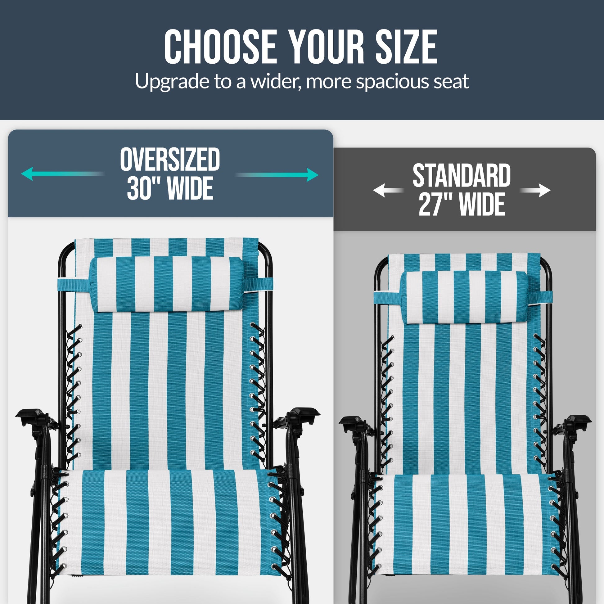 Set of 2 Extra Wide Adjustable Zero Gravity Patio Chair Recliners
