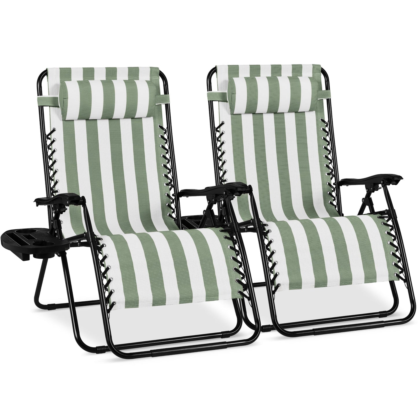 Set of 2 Extra Wide Adjustable Zero Gravity Patio Chair Recliners