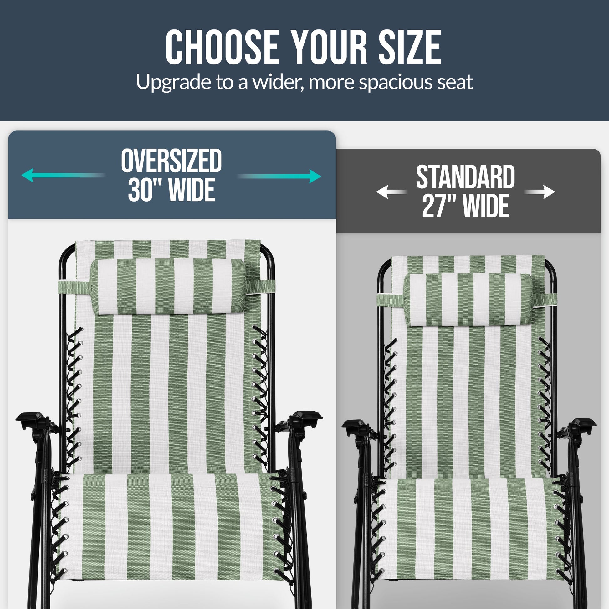 Set of 2 Extra Wide Adjustable Zero Gravity Patio Chair Recliners