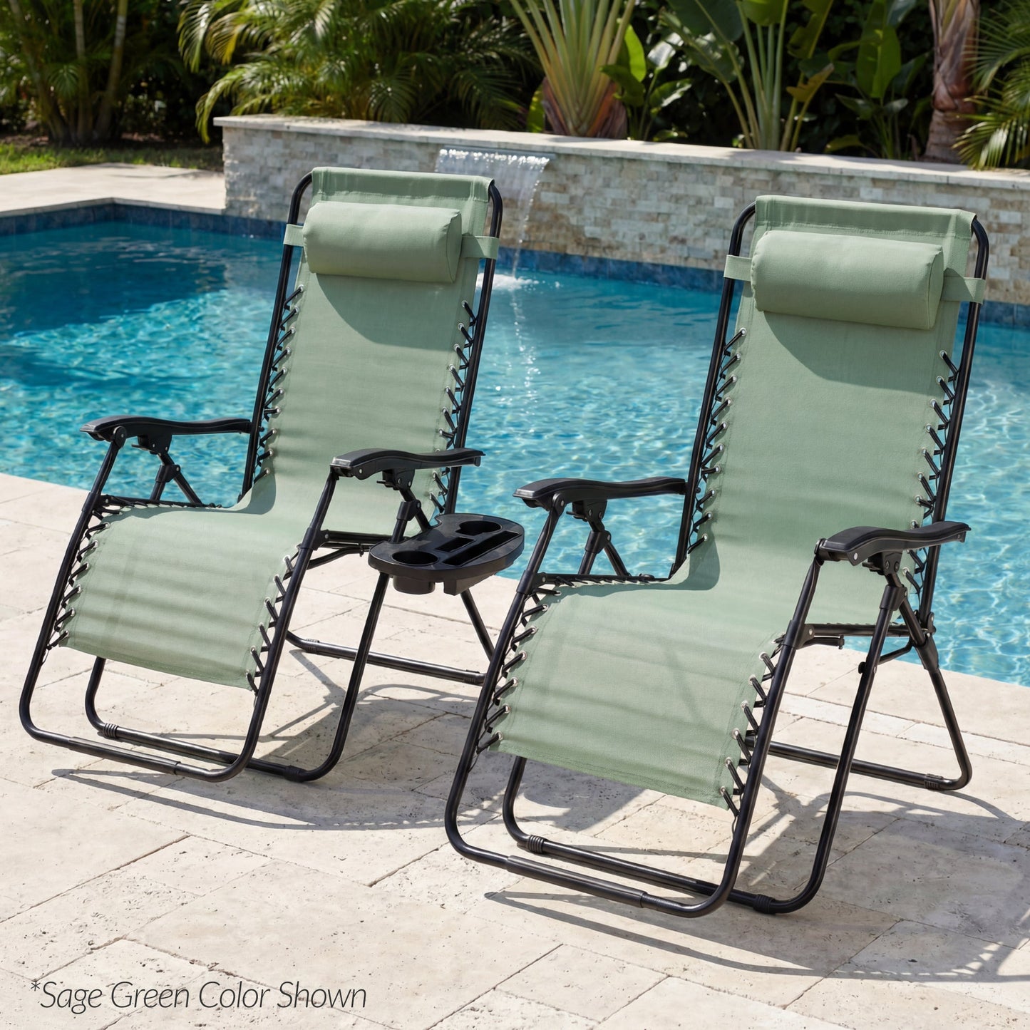 Set of 2 Extra Wide Adjustable Zero Gravity Patio Chair Recliners