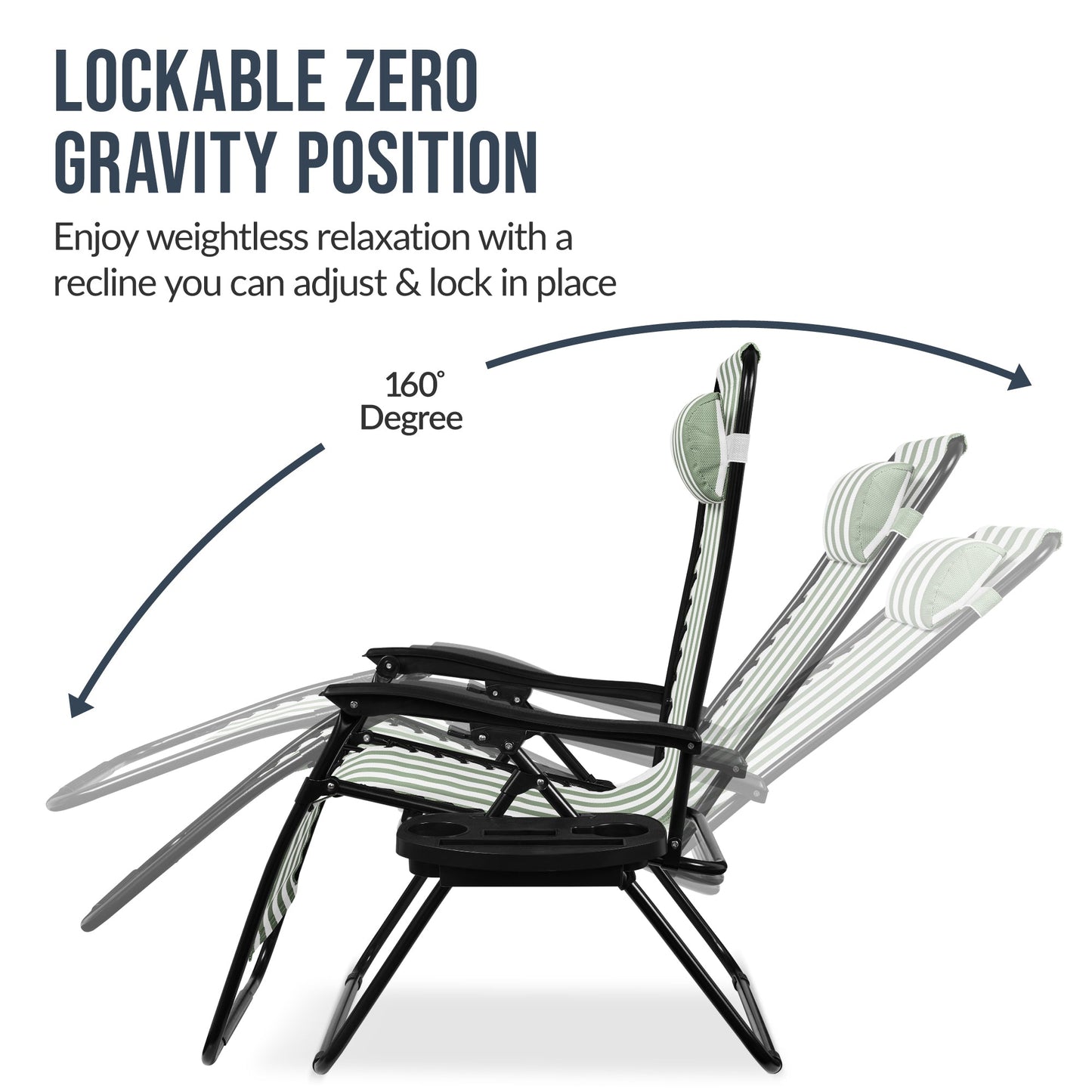 Set of 2 Extra Wide Adjustable Zero Gravity Patio Chair Recliners