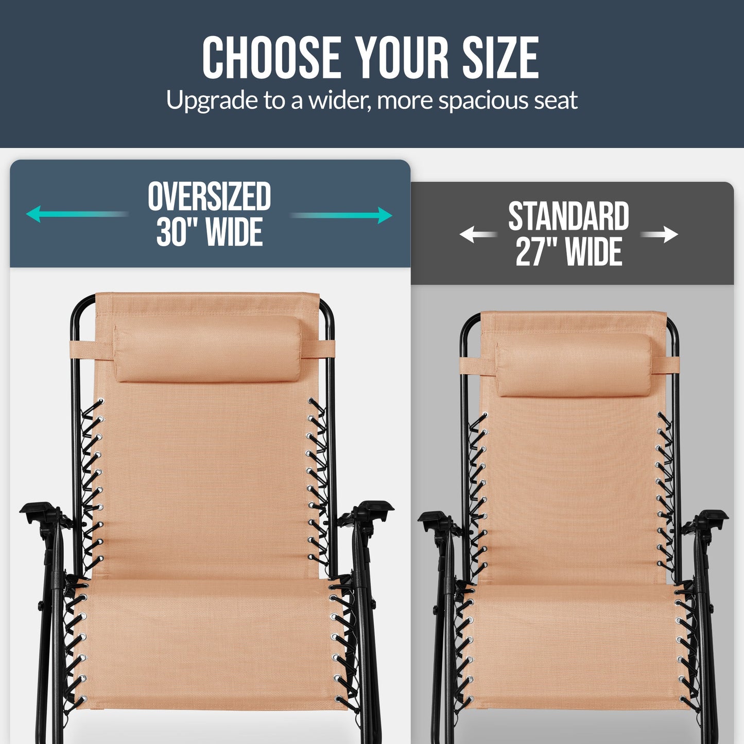 Set of 2 Extra Wide Adjustable Zero Gravity Patio Chair Recliners