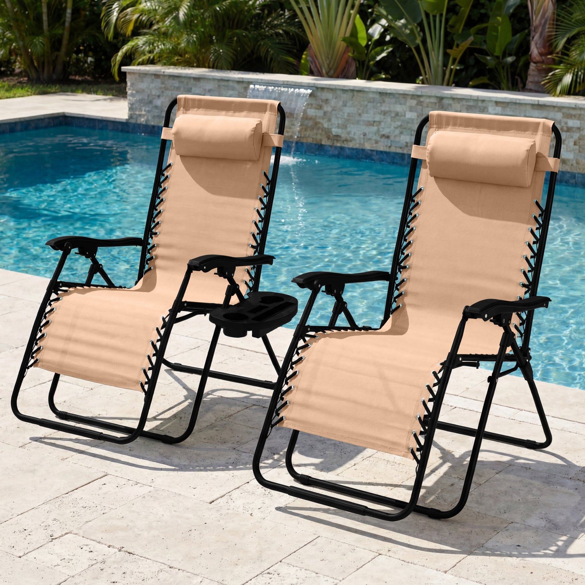 Set of 2 Extra Wide Adjustable Zero Gravity Patio Chair Recliners