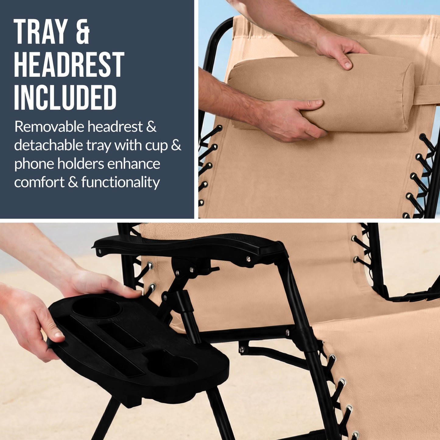 Set of 2 Extra Wide Adjustable Zero Gravity Patio Chair Recliners