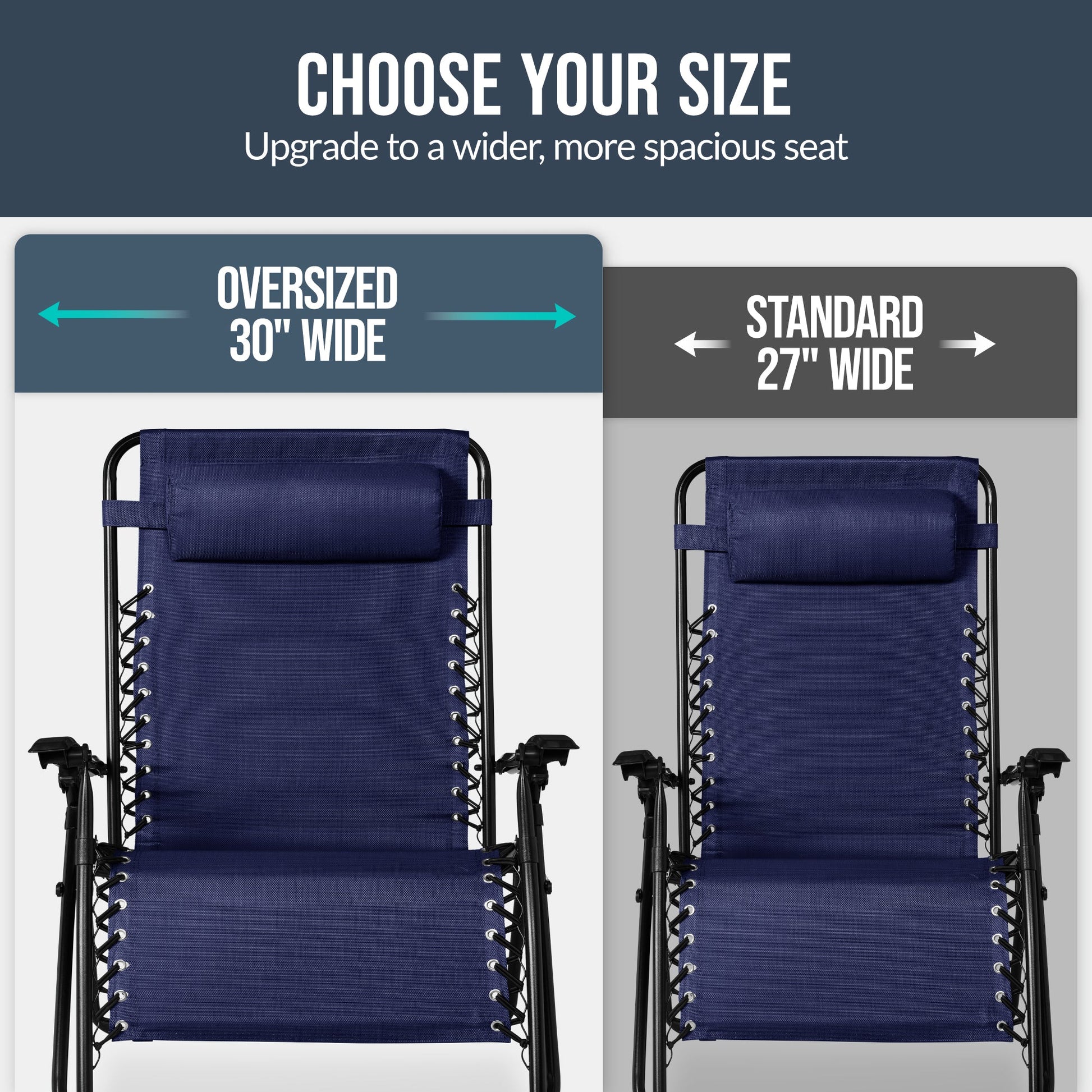 Set of 2 Extra Wide Adjustable Zero Gravity Patio Chair Recliners