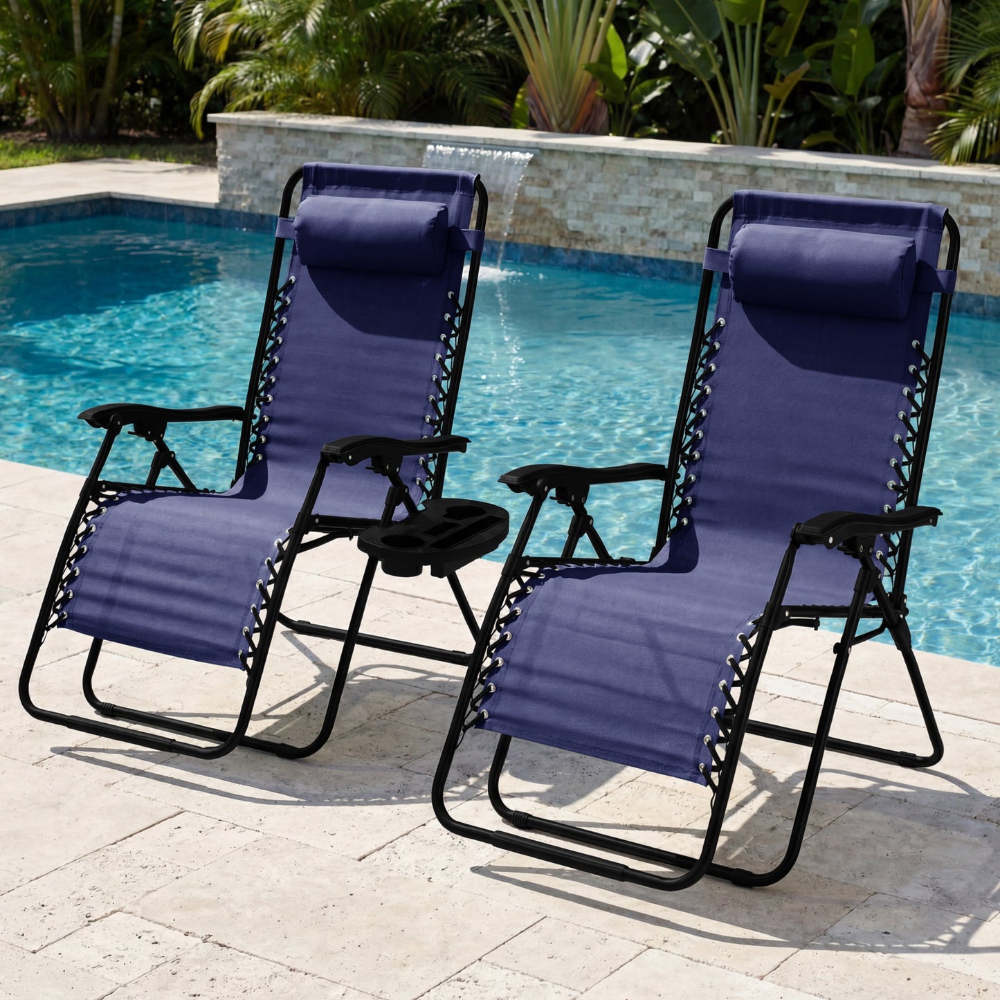 Set of 2 Extra Wide Adjustable Zero Gravity Patio Chair Recliners