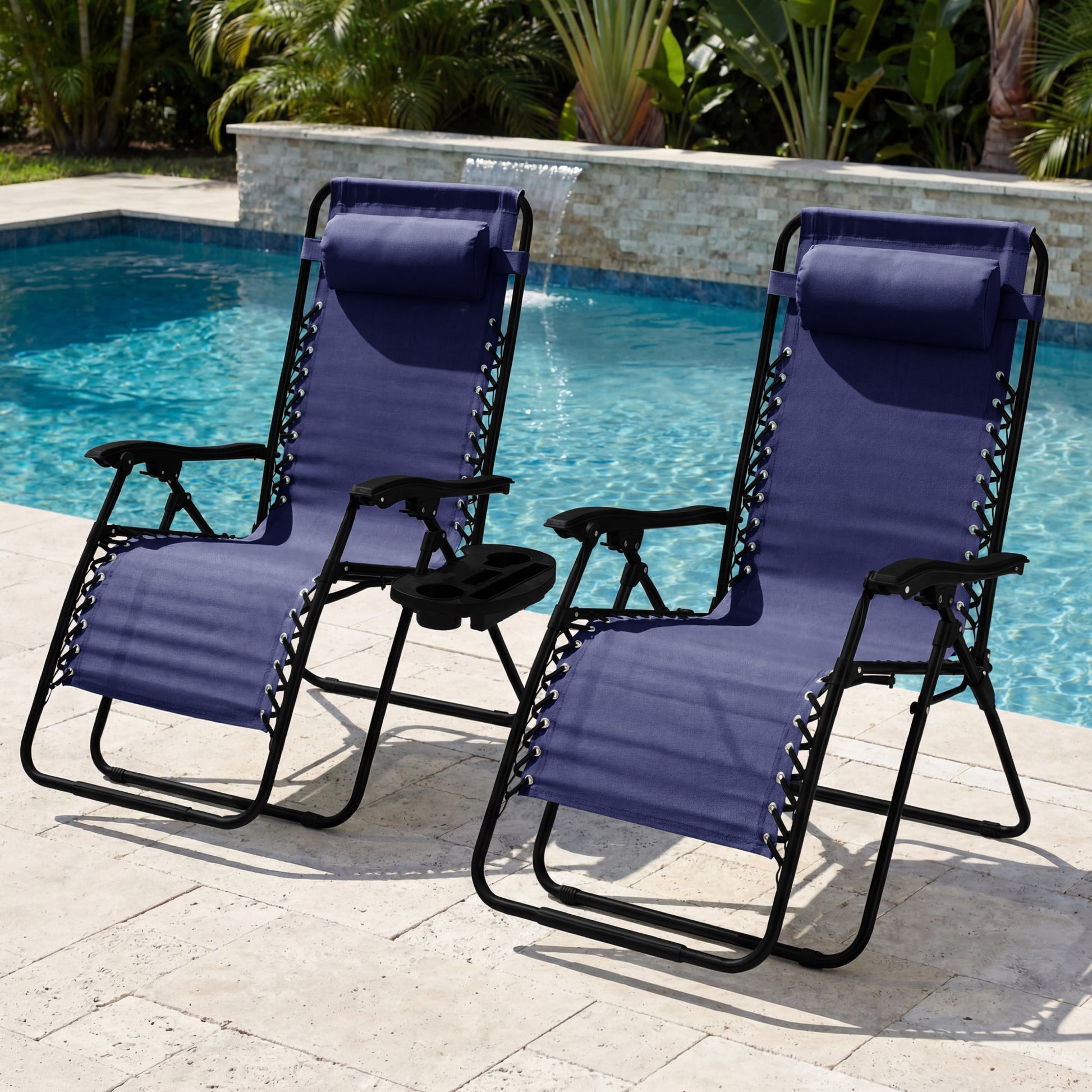 Set of 2 Extra Wide Adjustable Zero Gravity Patio Chair Recliners