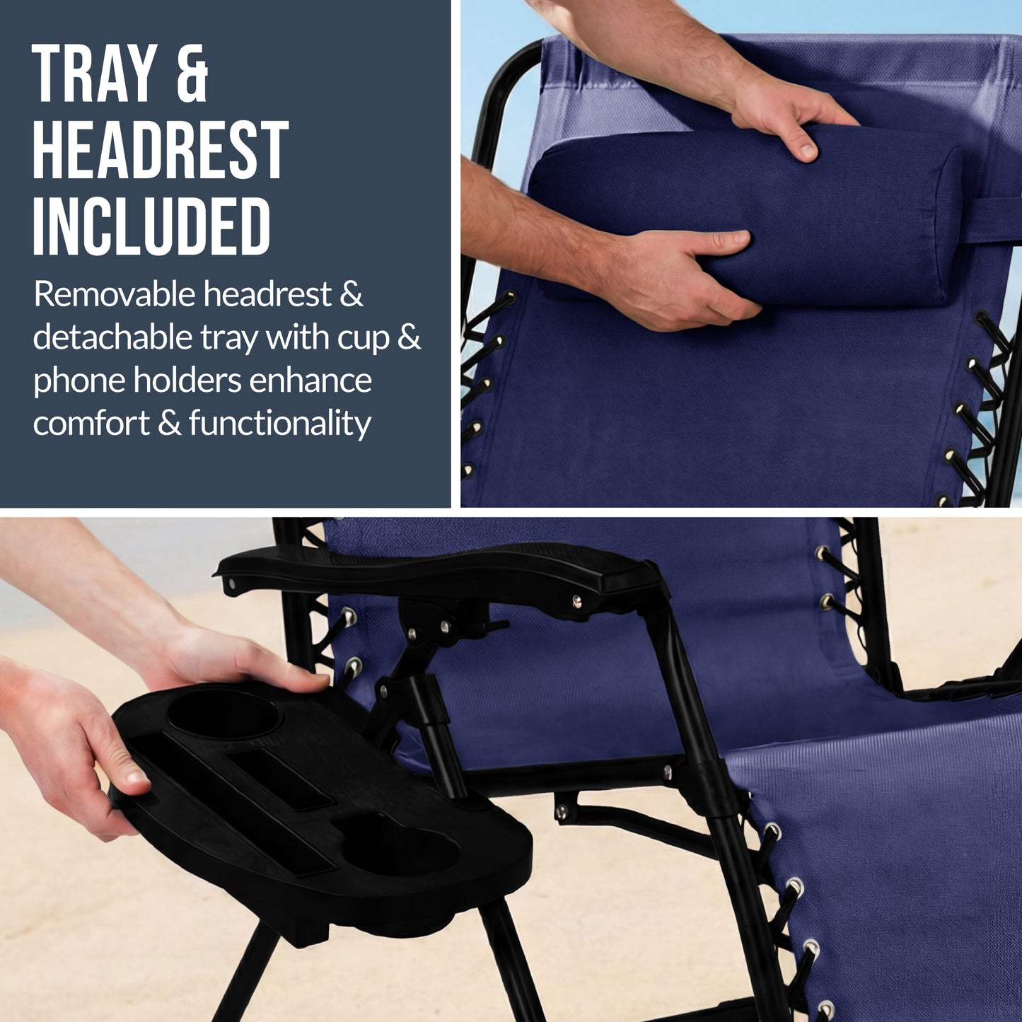 Set of 2 Extra Wide Adjustable Zero Gravity Patio Chair Recliners