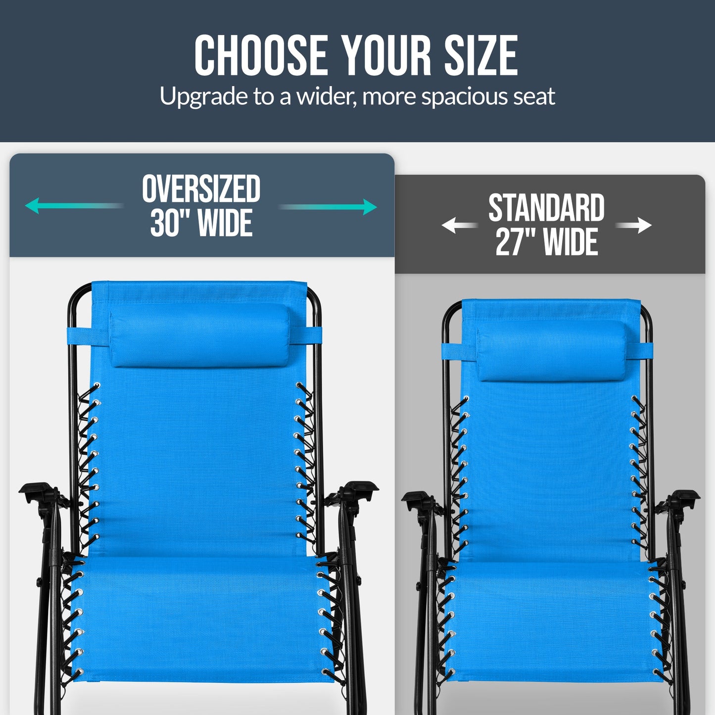 Set of 2 Extra Wide Adjustable Zero Gravity Patio Chair Recliners