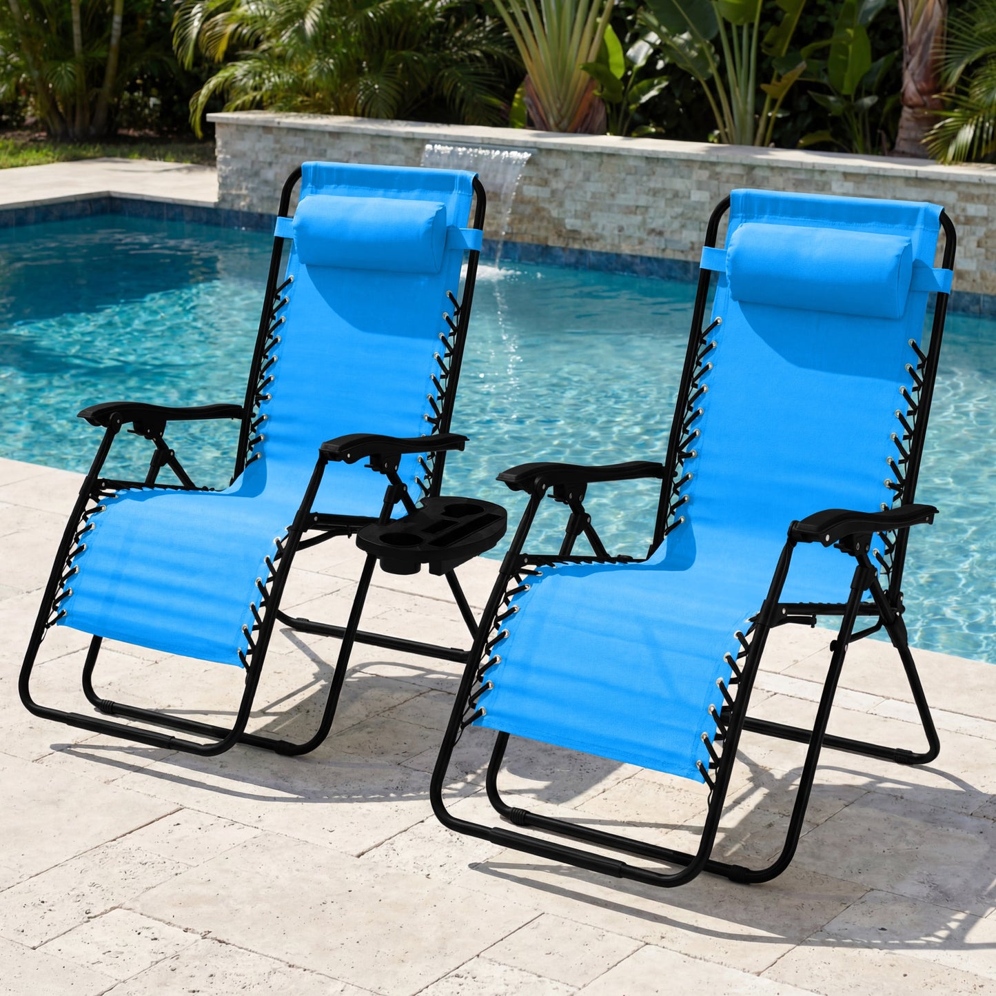 Set of 2 Extra Wide Adjustable Zero Gravity Patio Chair Recliners