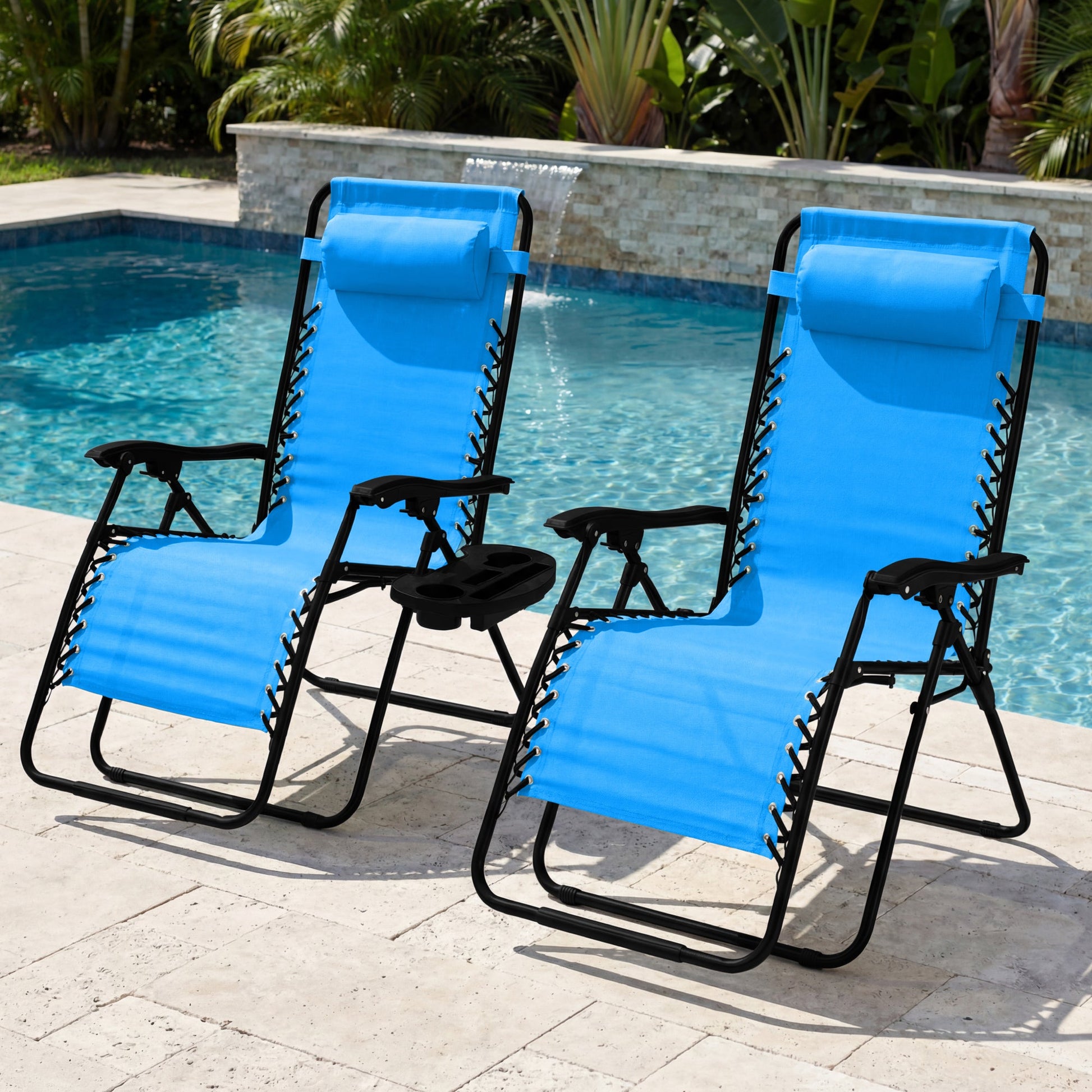 Set of 2 Extra Wide Adjustable Zero Gravity Patio Chair Recliners