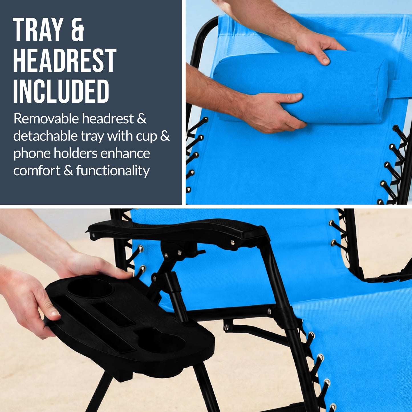 Set of 2 Extra Wide Adjustable Zero Gravity Patio Chair Recliners