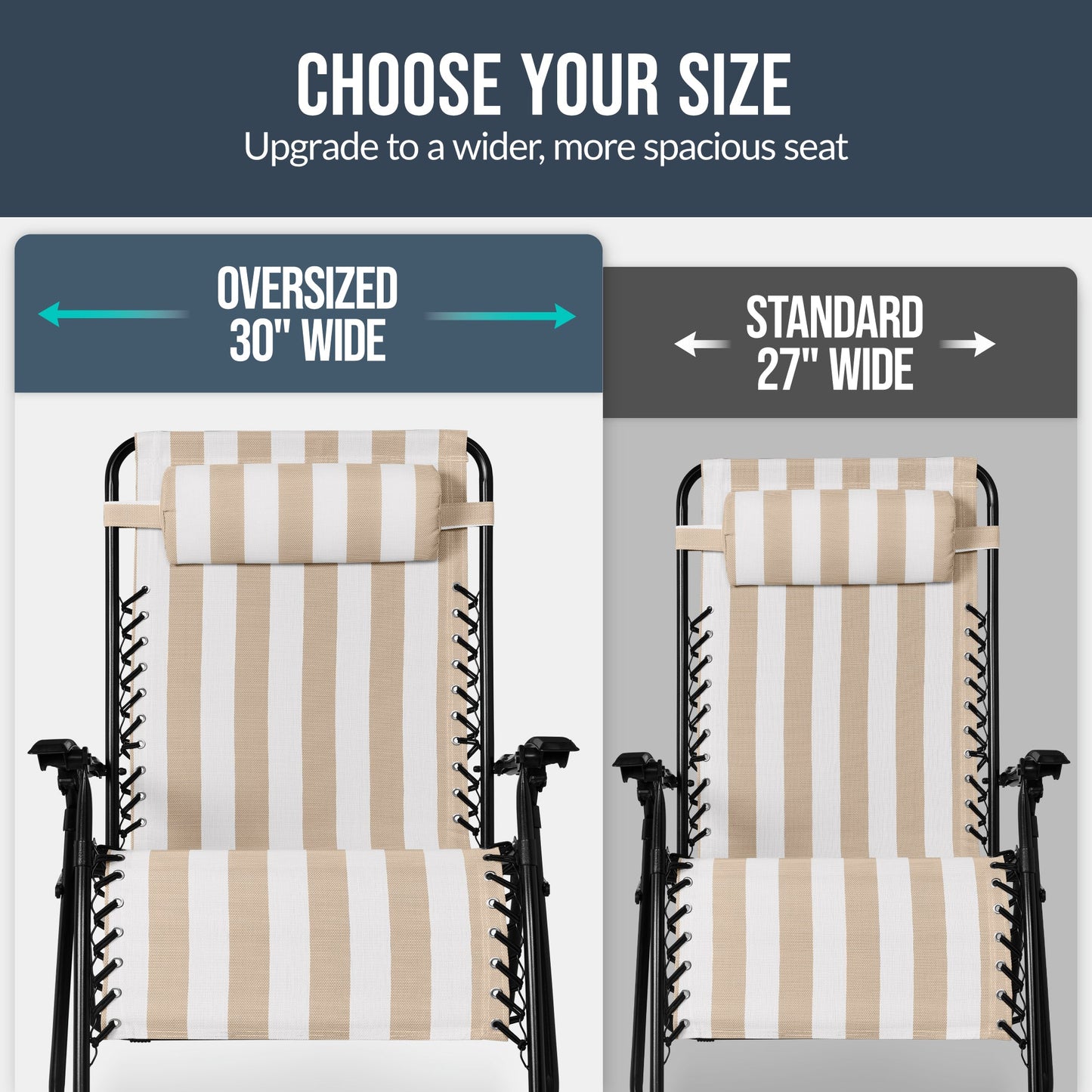 Set of 2 Extra Wide Adjustable Zero Gravity Patio Chair Recliners
