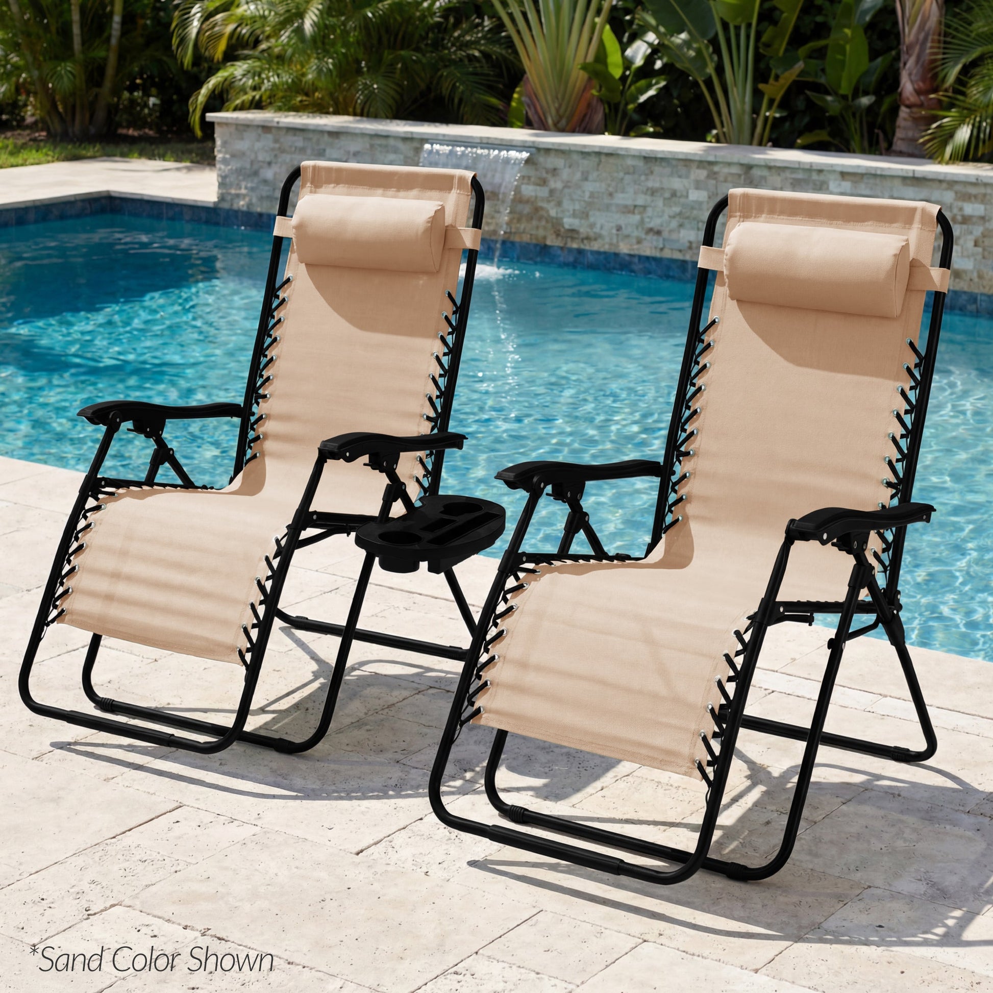 Set of 2 Extra Wide Adjustable Zero Gravity Patio Chair Recliners