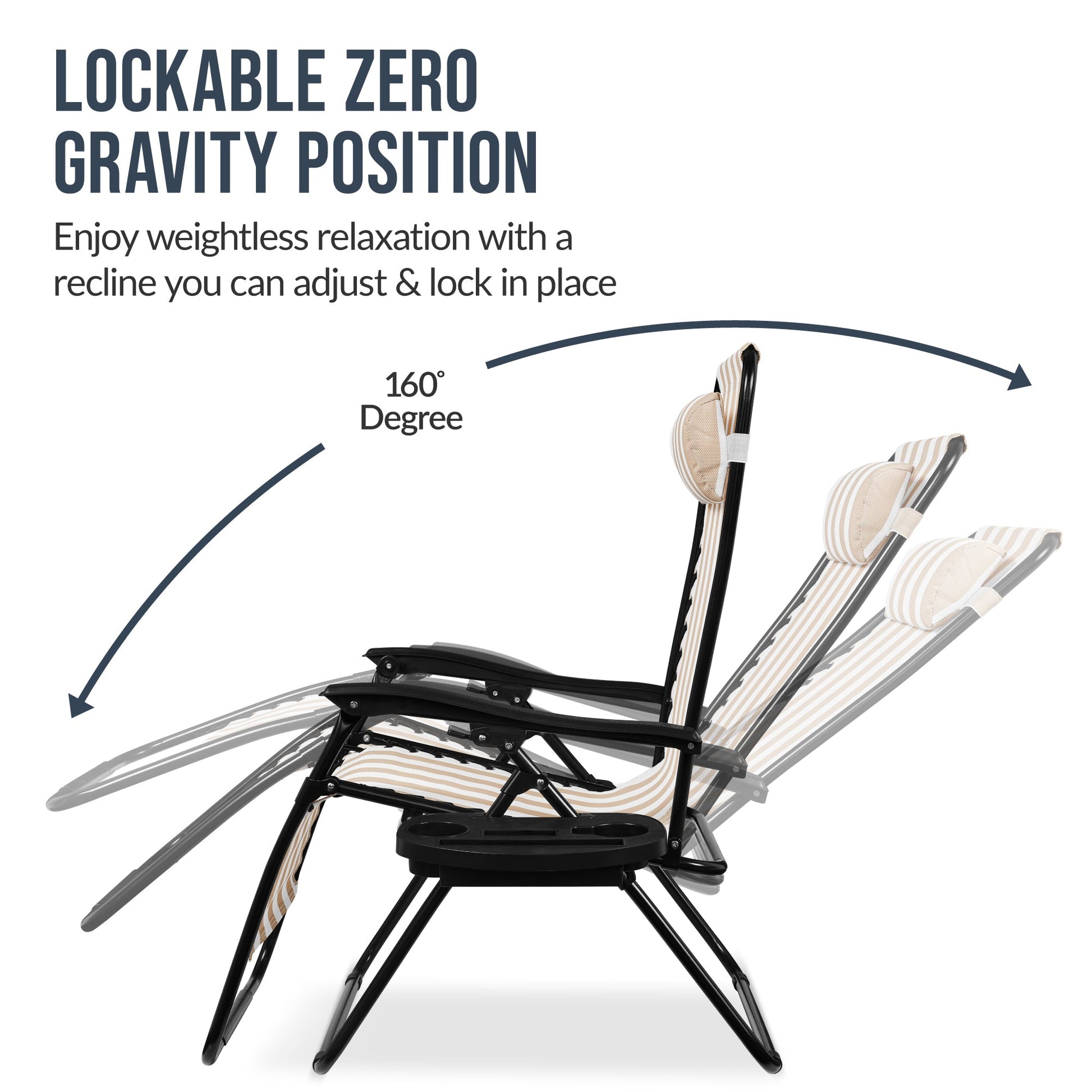 Set of 2 Extra Wide Adjustable Zero Gravity Patio Chair Recliners