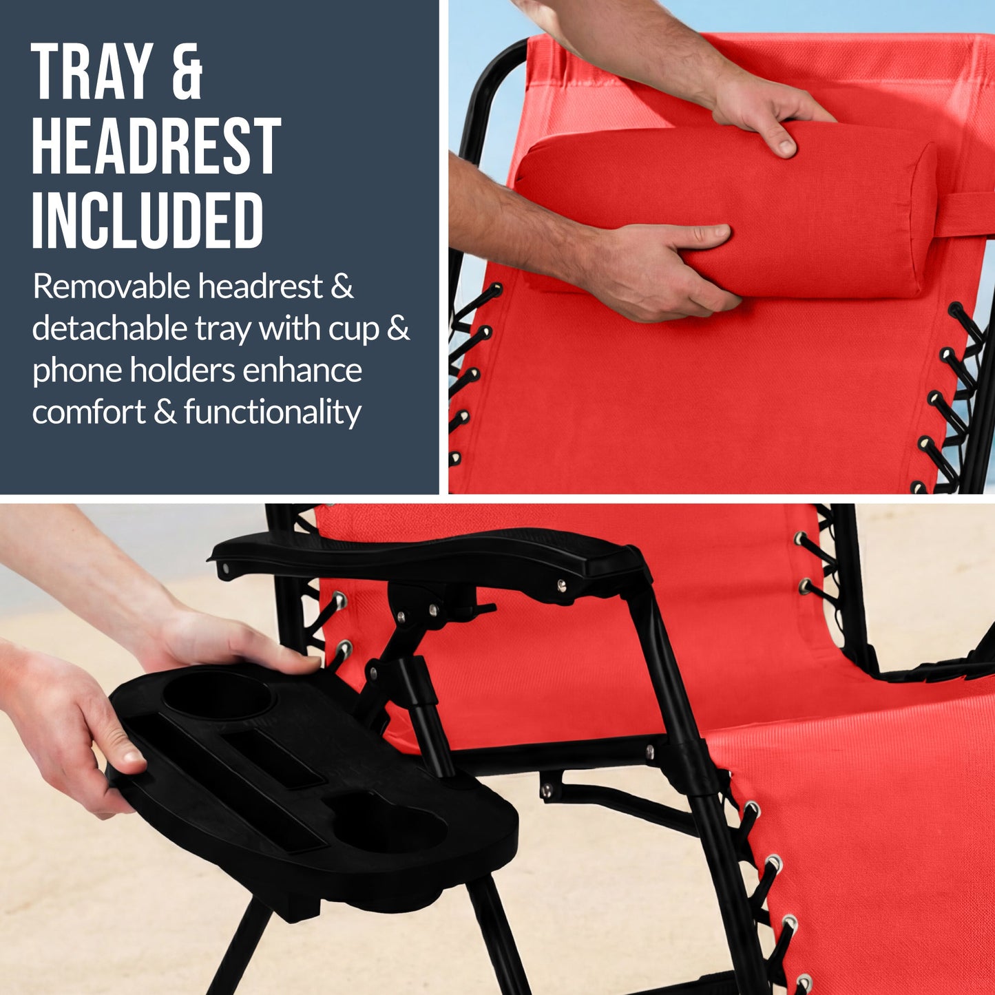 Set of 2 Extra Wide Adjustable Zero Gravity Patio Chair Recliners