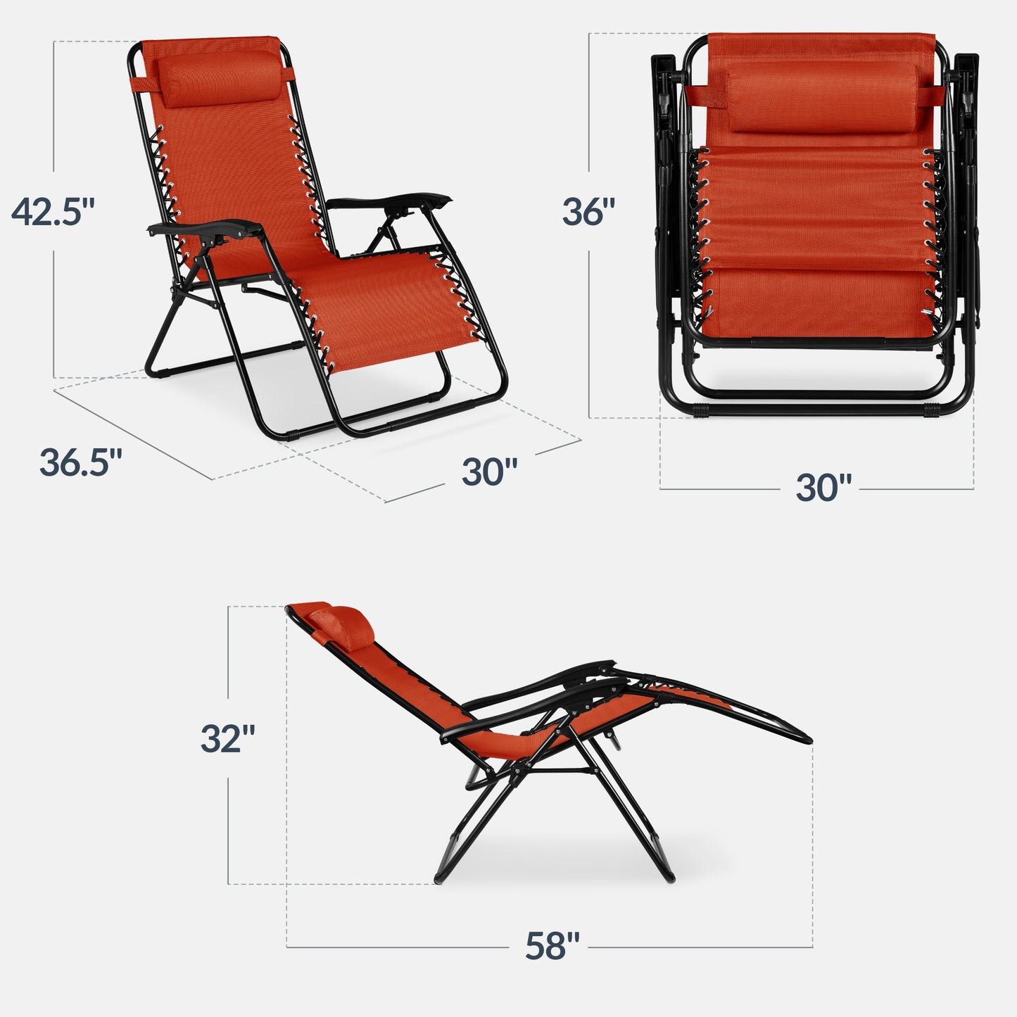 Set of 2 Extra Wide Adjustable Zero Gravity Patio Chair Recliners