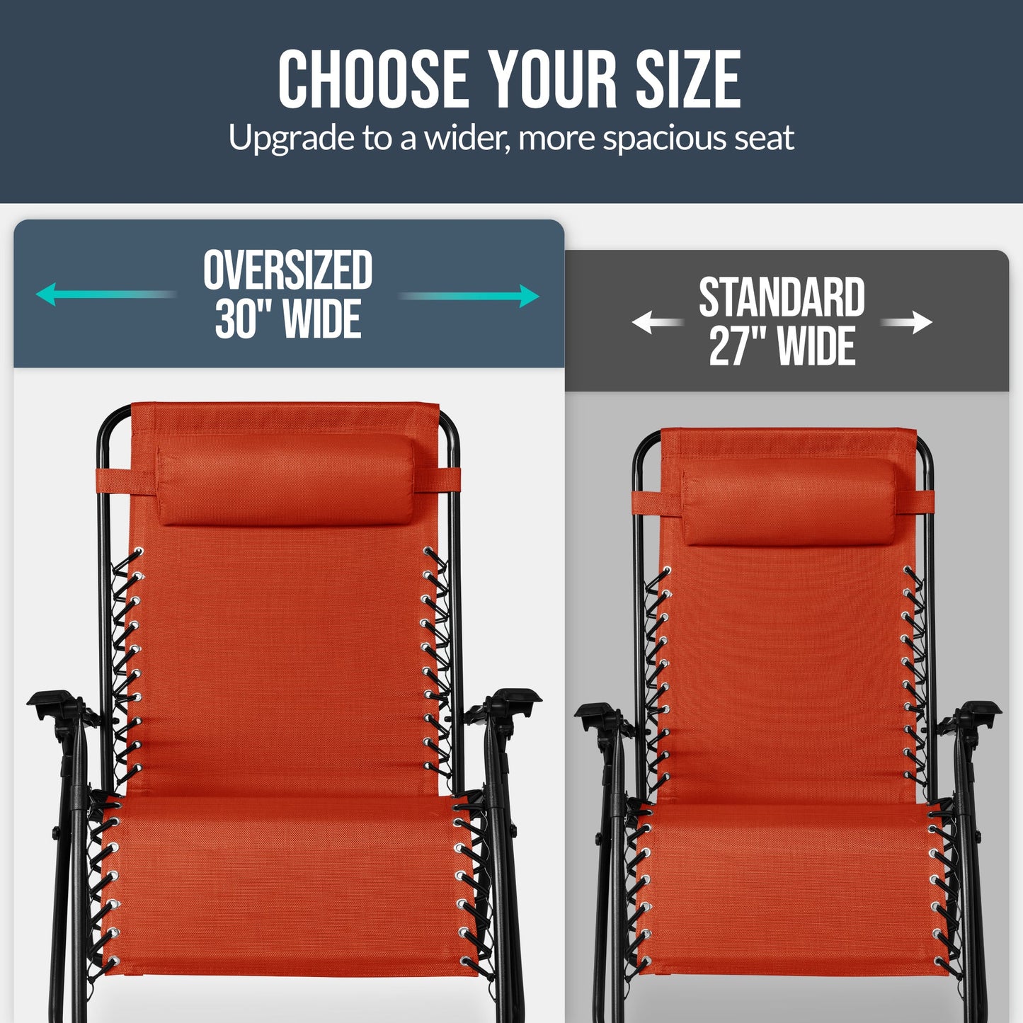Set of 2 Extra Wide Adjustable Zero Gravity Patio Chair Recliners