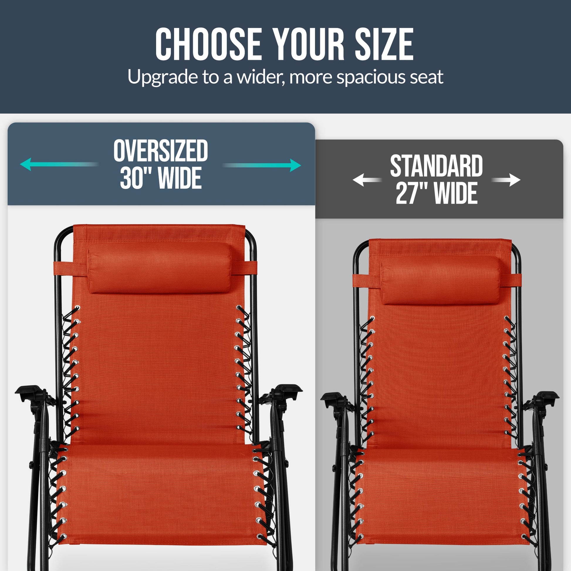 Set of 2 Extra Wide Adjustable Zero Gravity Patio Chair Recliners