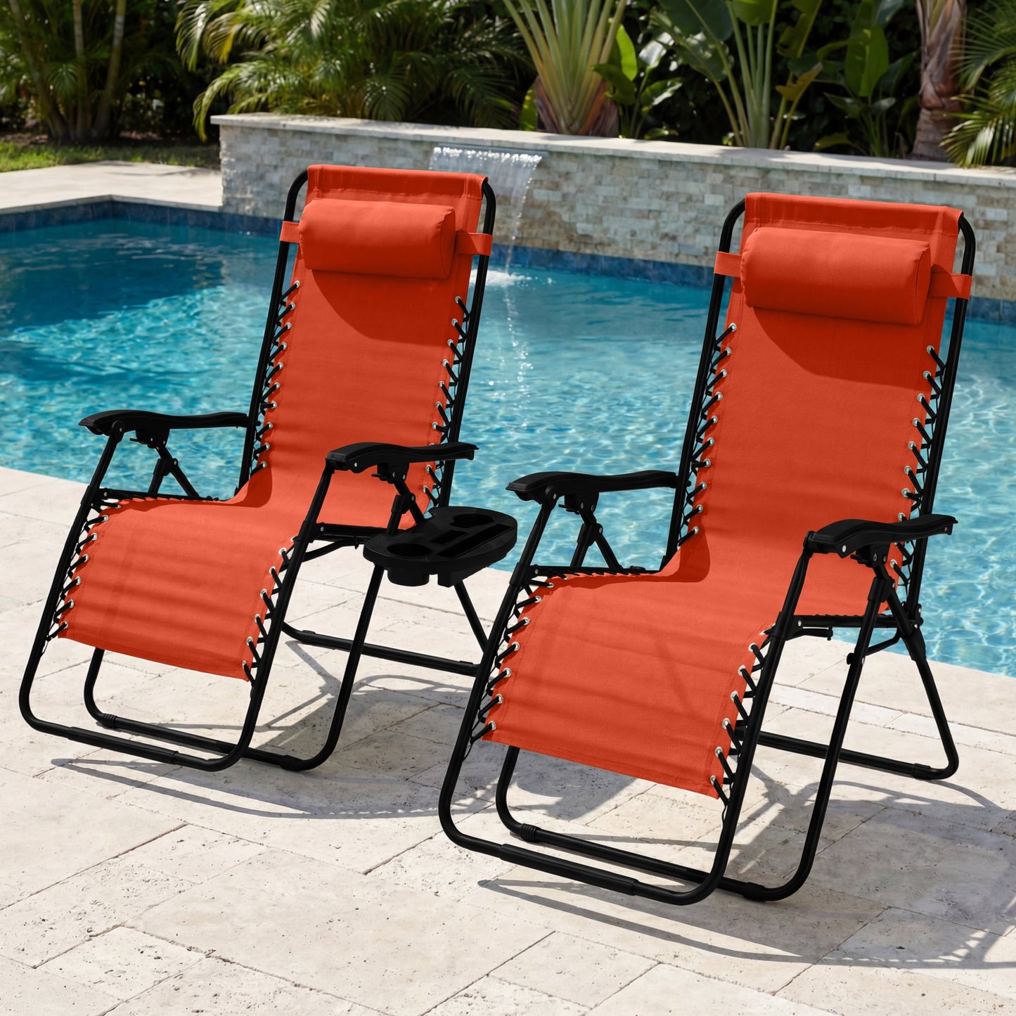 Set of 2 Extra Wide Adjustable Zero Gravity Patio Chair Recliners