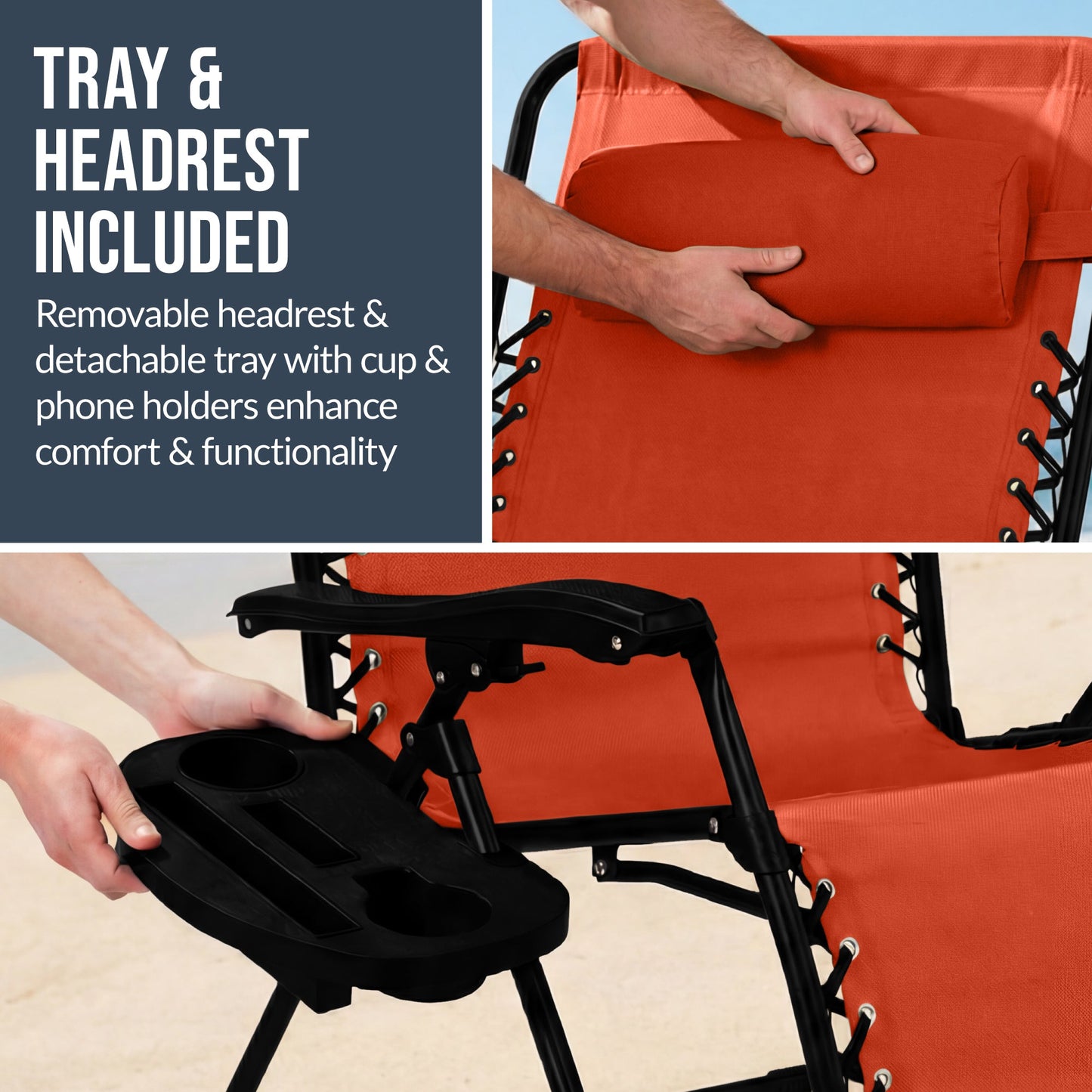 Set of 2 Extra Wide Adjustable Zero Gravity Patio Chair Recliners