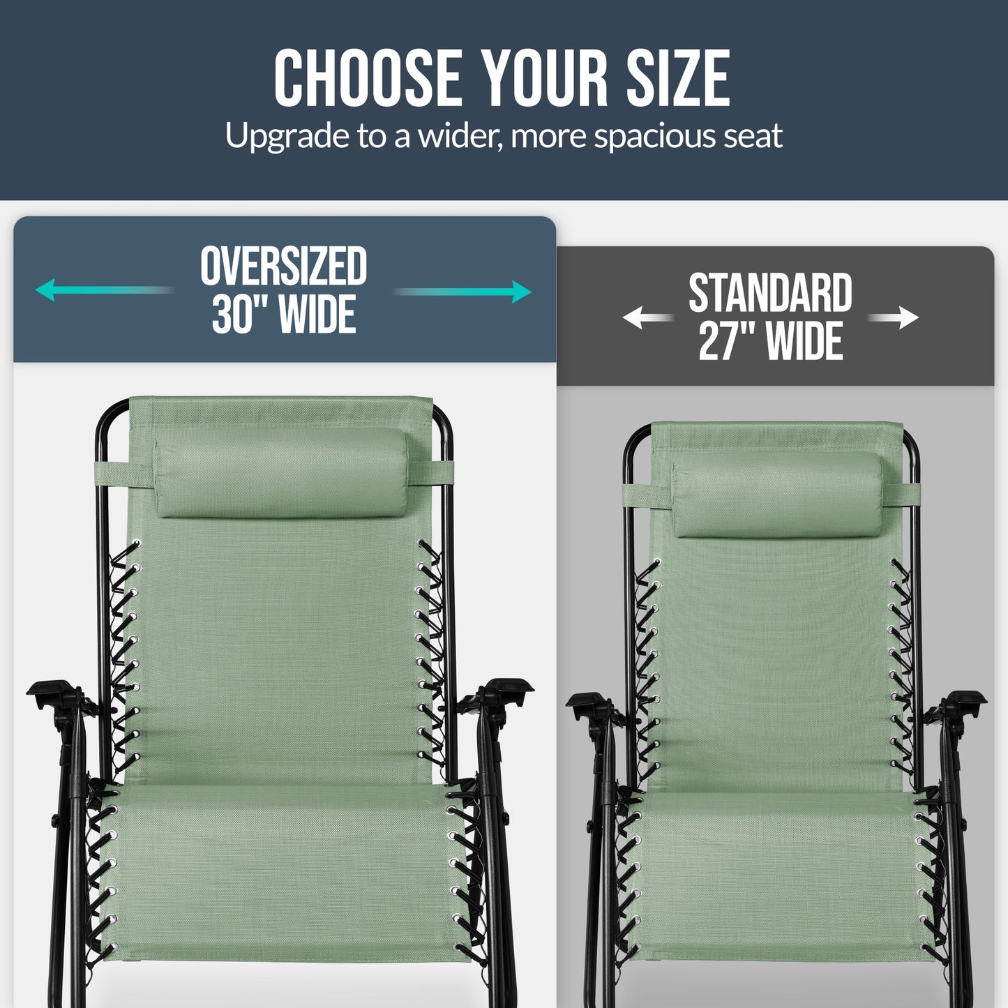 Set of 2 Extra Wide Adjustable Zero Gravity Patio Chair Recliners