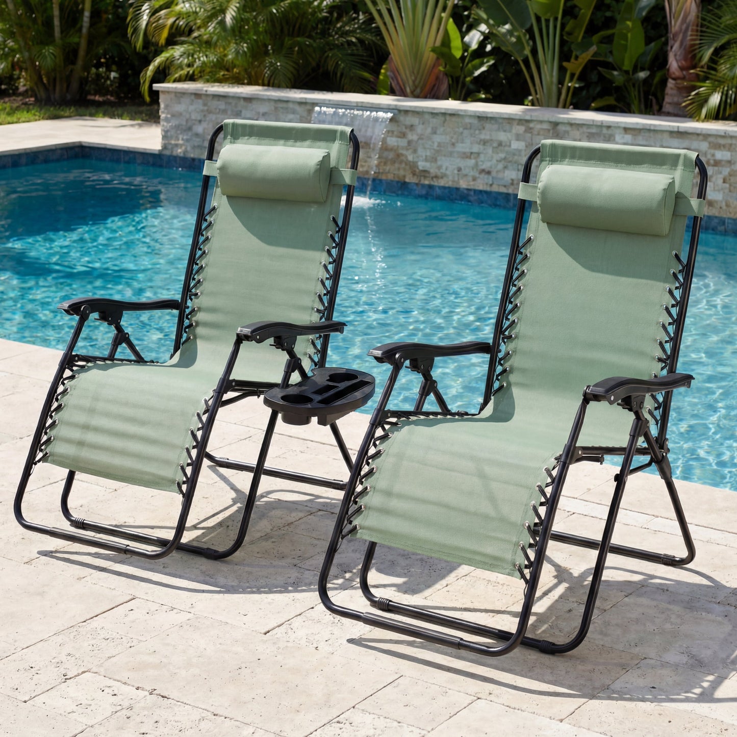 Set of 2 Extra Wide Adjustable Zero Gravity Patio Chair Recliners