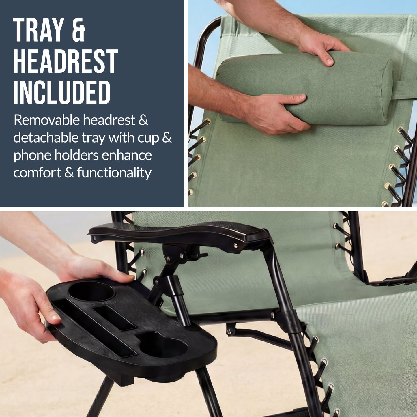 Set of 2 Extra Wide Adjustable Zero Gravity Patio Chair Recliners