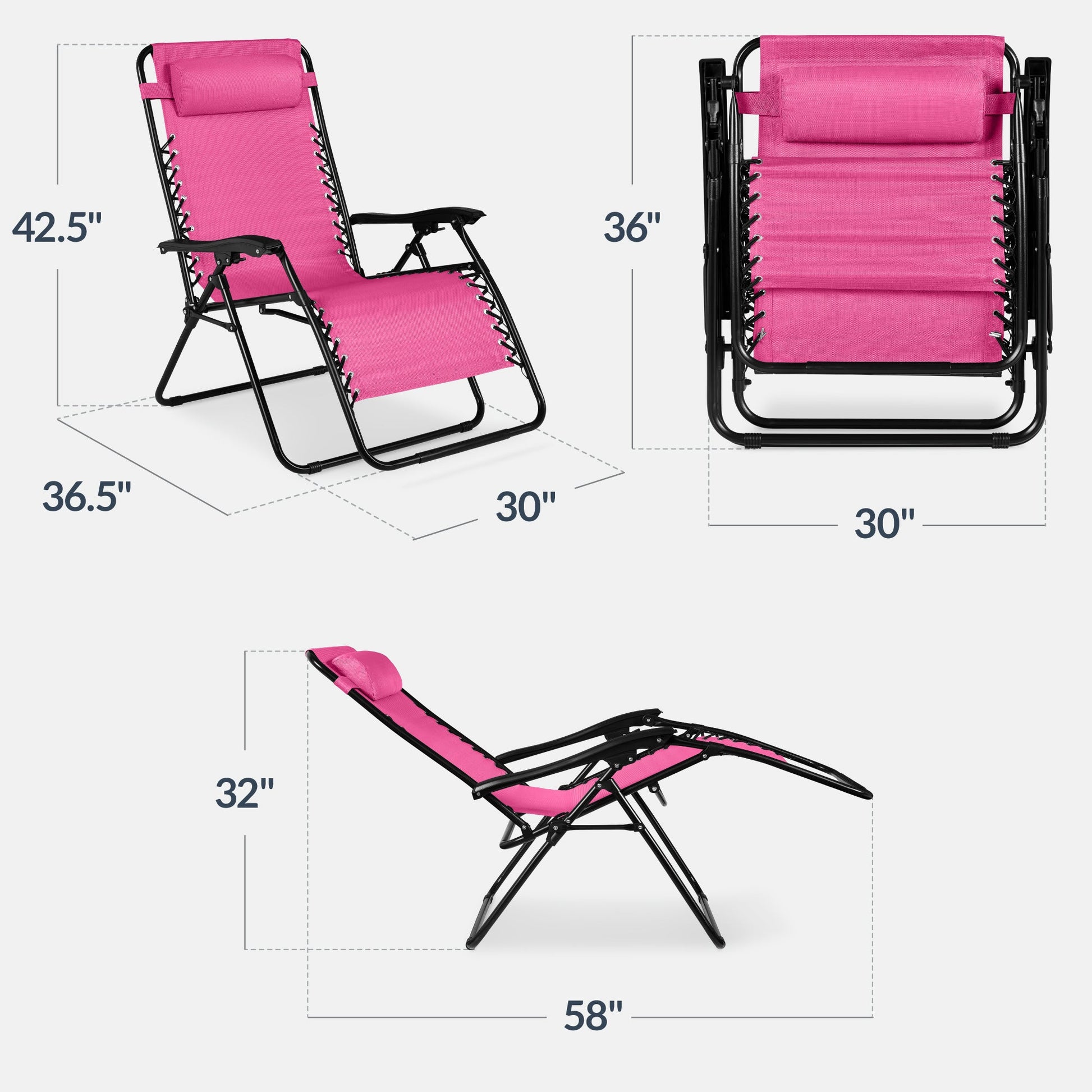 Set of 2 Extra Wide Adjustable Zero Gravity Patio Chair Recliners