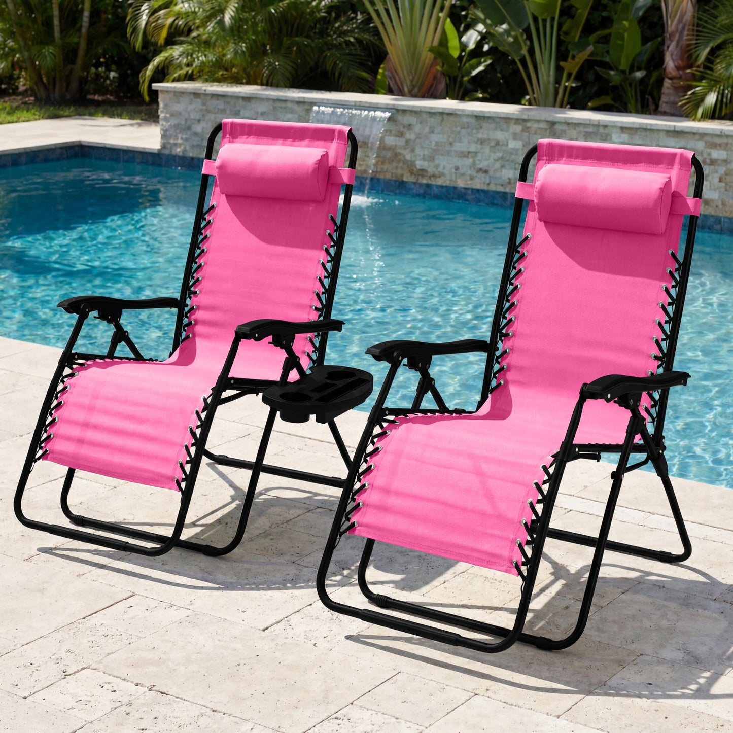 Set of 2 Extra Wide Adjustable Zero Gravity Patio Chair Recliners
