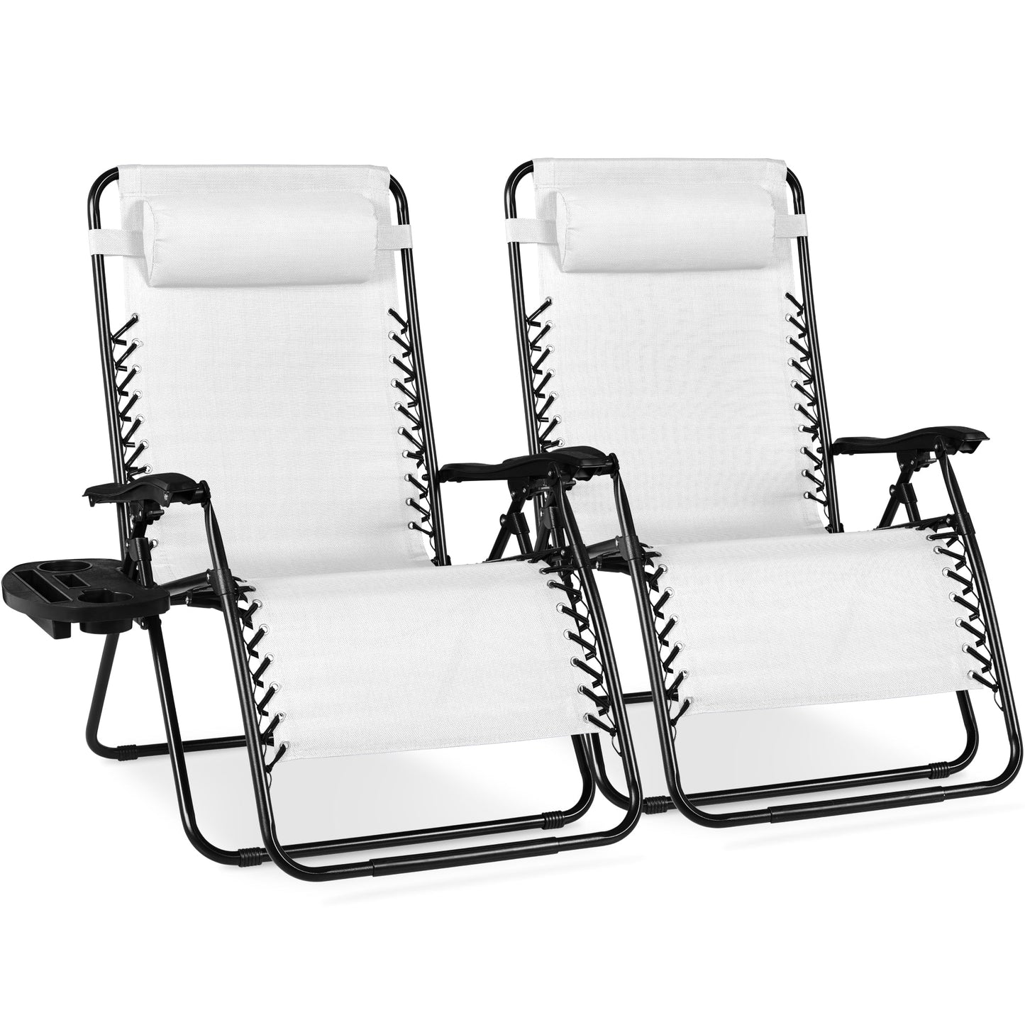 Set of 2 Extra Wide Adjustable Zero Gravity Patio Chair Recliners