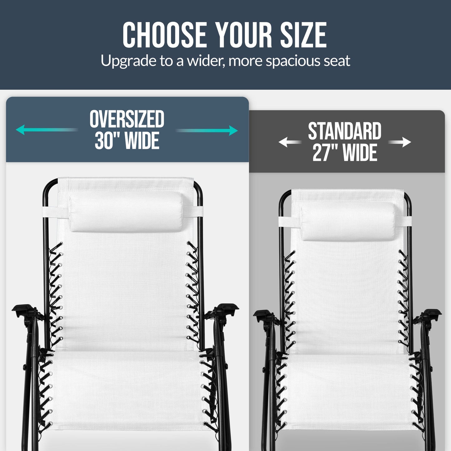 Set of 2 Extra Wide Adjustable Zero Gravity Patio Chair Recliners
