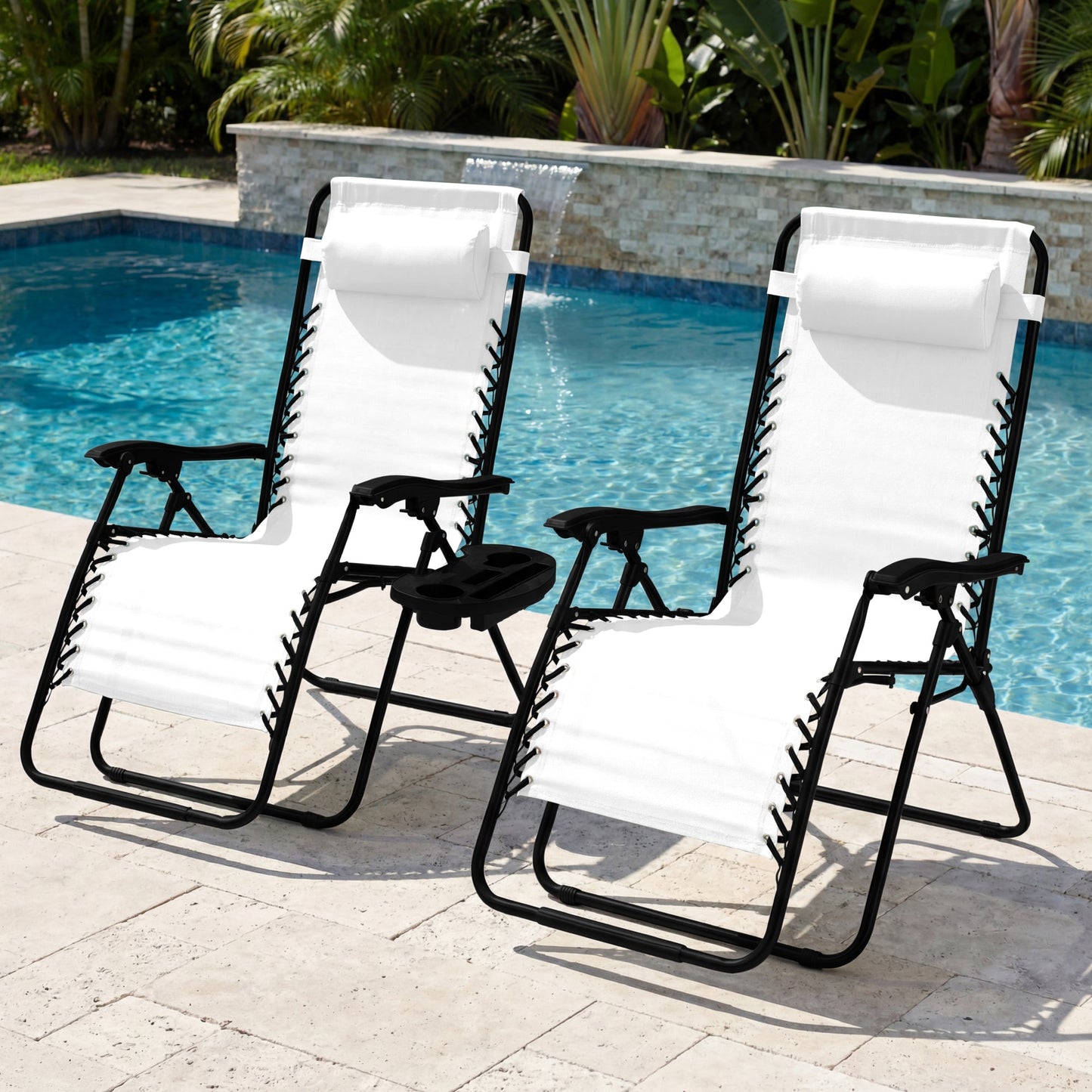 Set of 2 Extra Wide Adjustable Zero Gravity Patio Chair Recliners