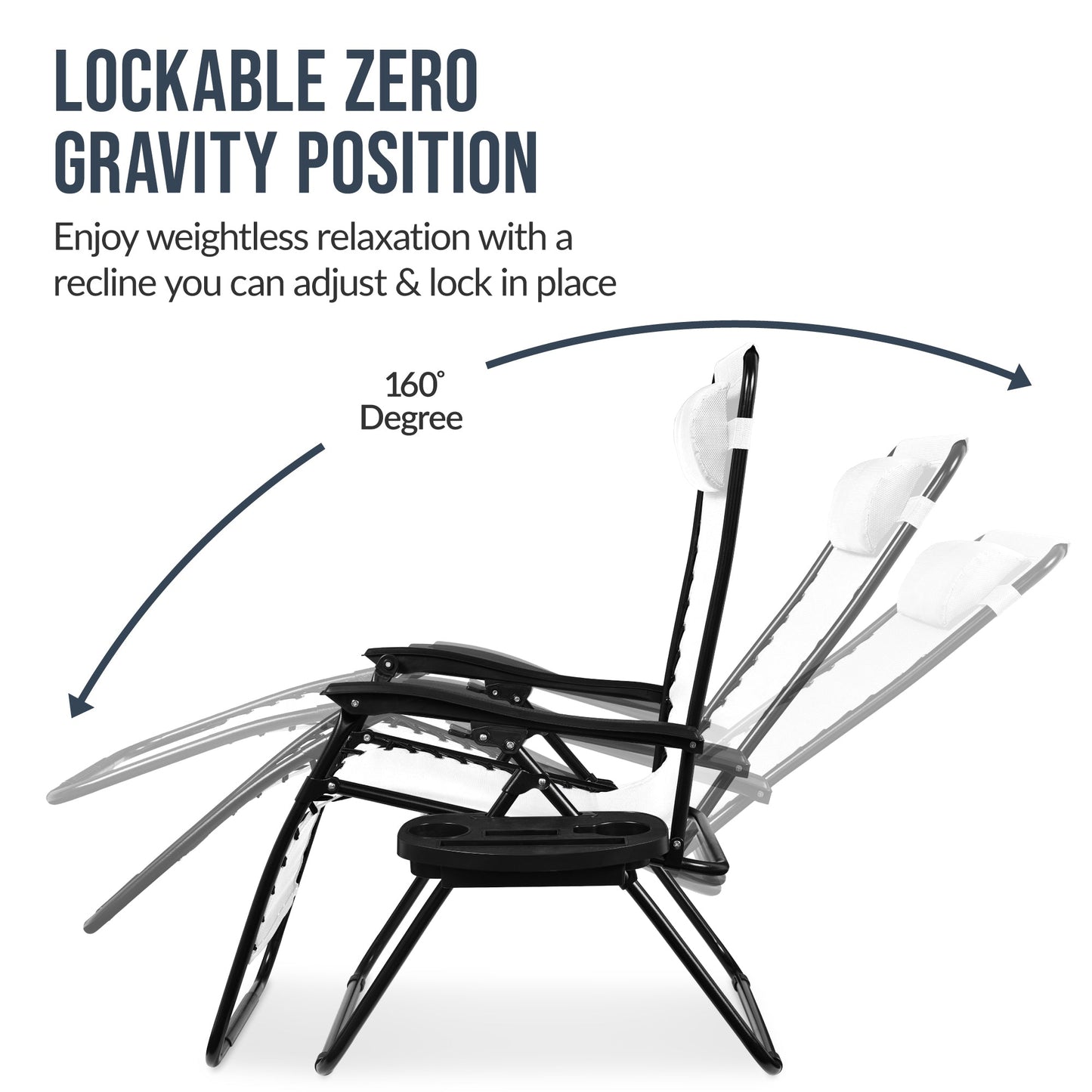 Set of 2 Extra Wide Adjustable Zero Gravity Patio Chair Recliners