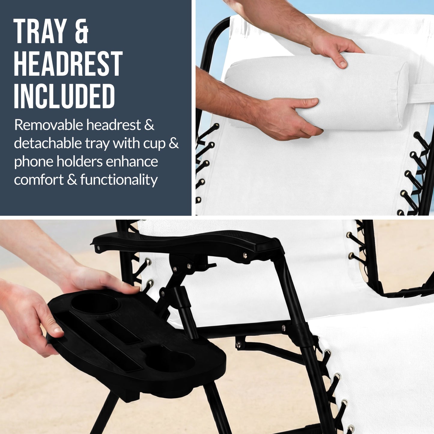 Set of 2 Extra Wide Adjustable Zero Gravity Patio Chair Recliners