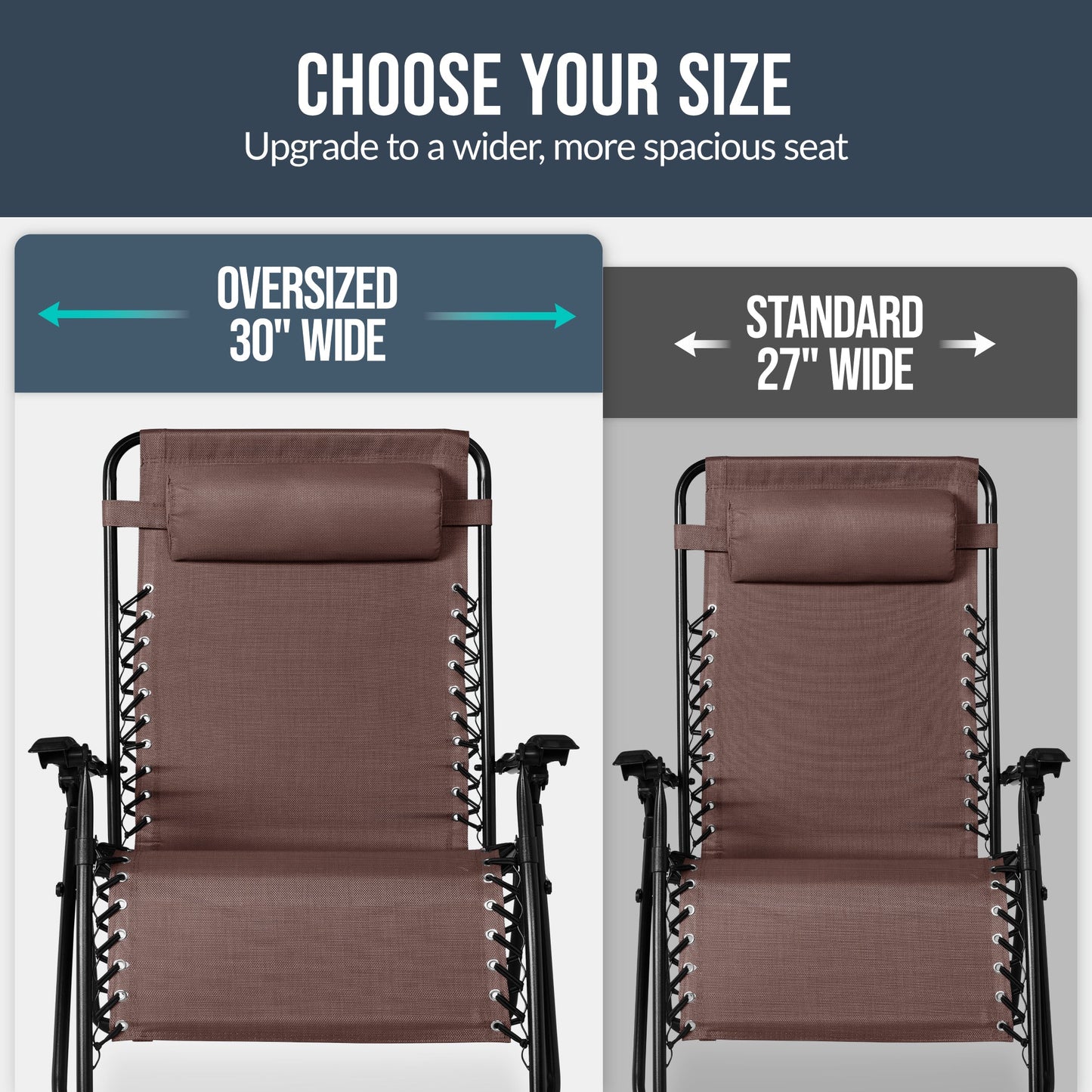 Set of 2 Extra Wide Adjustable Zero Gravity Patio Chair Recliners