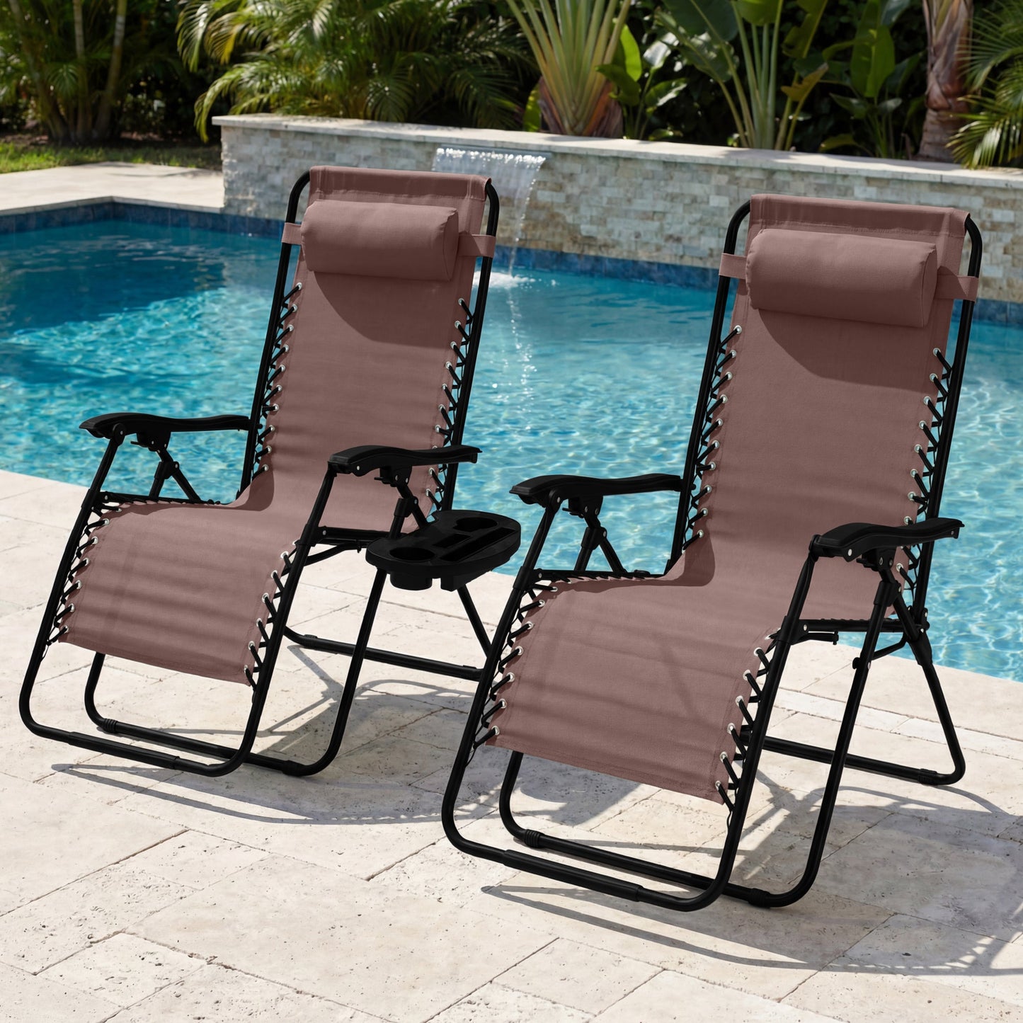 Set of 2 Extra Wide Adjustable Zero Gravity Patio Chair Recliners