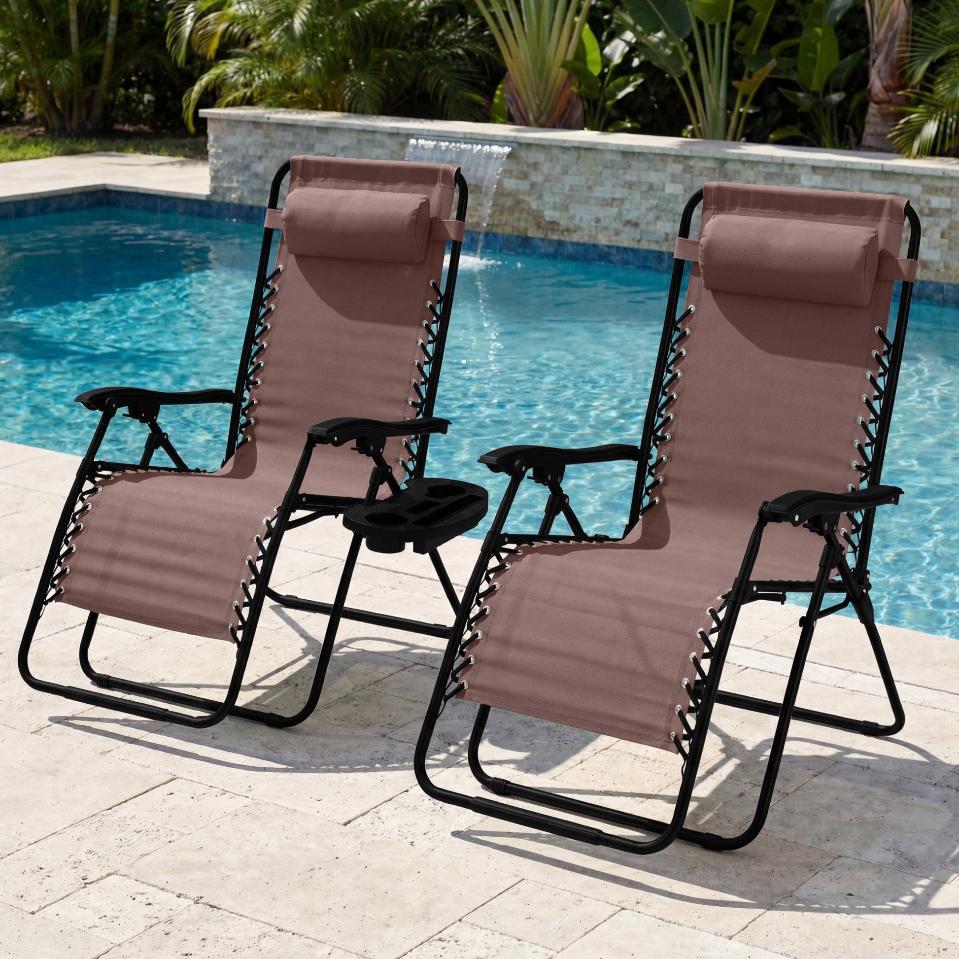 Set of 2 Extra Wide Adjustable Zero Gravity Patio Chair Recliners
