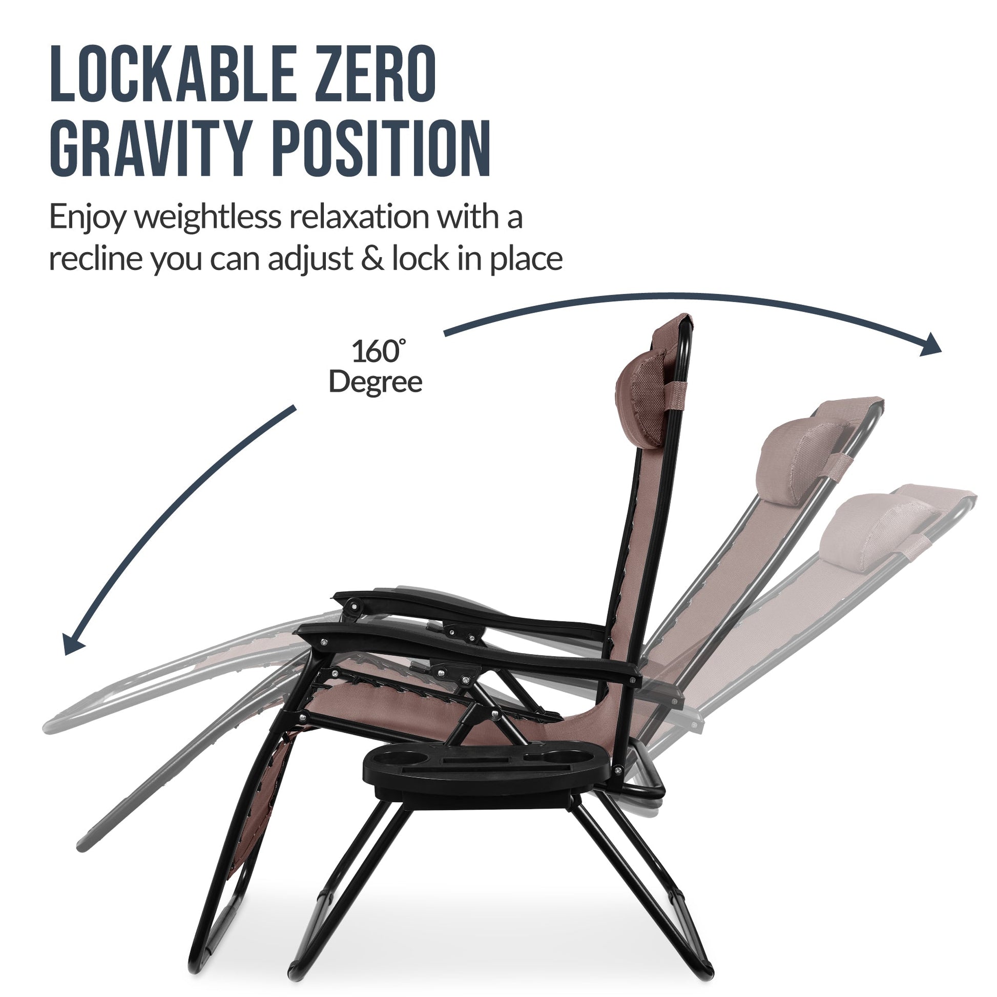 Set of 2 Extra Wide Adjustable Zero Gravity Patio Chair Recliners