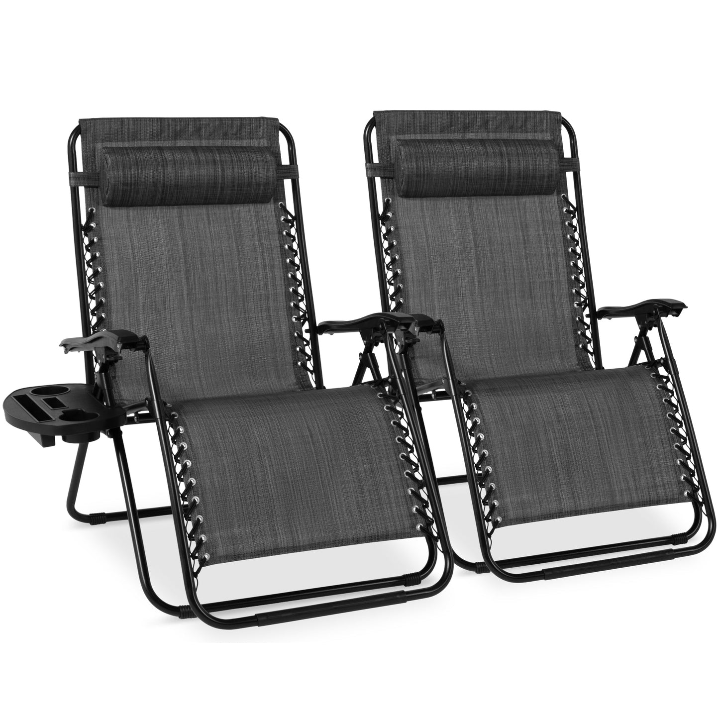 Set of 2 Extra Wide Adjustable Zero Gravity Patio Chair Recliners