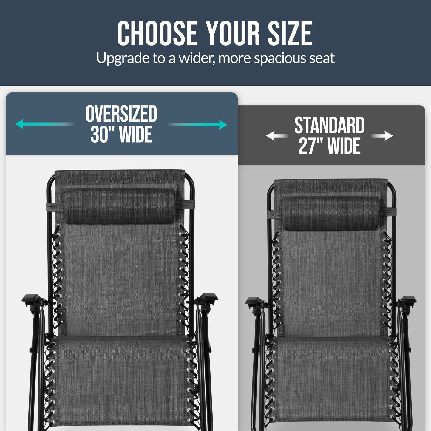 Set of 2 Extra Wide Adjustable Zero Gravity Patio Chair Recliners